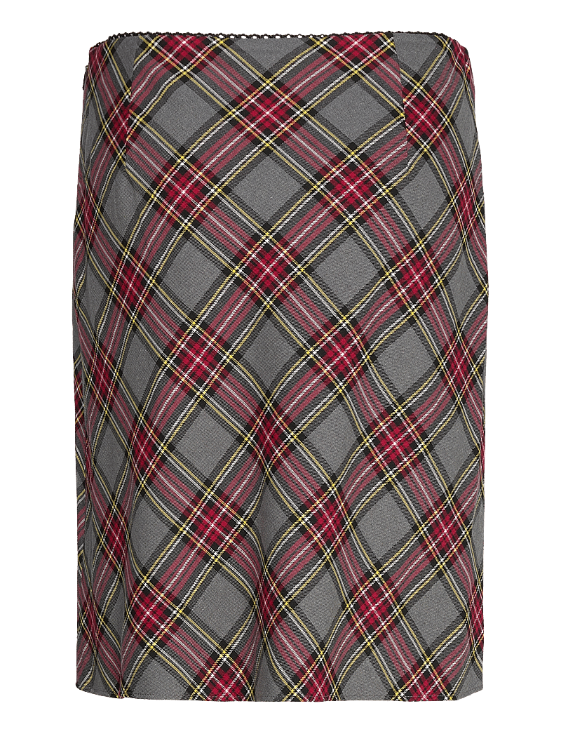 Mango - Check skirt with lace finish - korte nederdele - red - 2