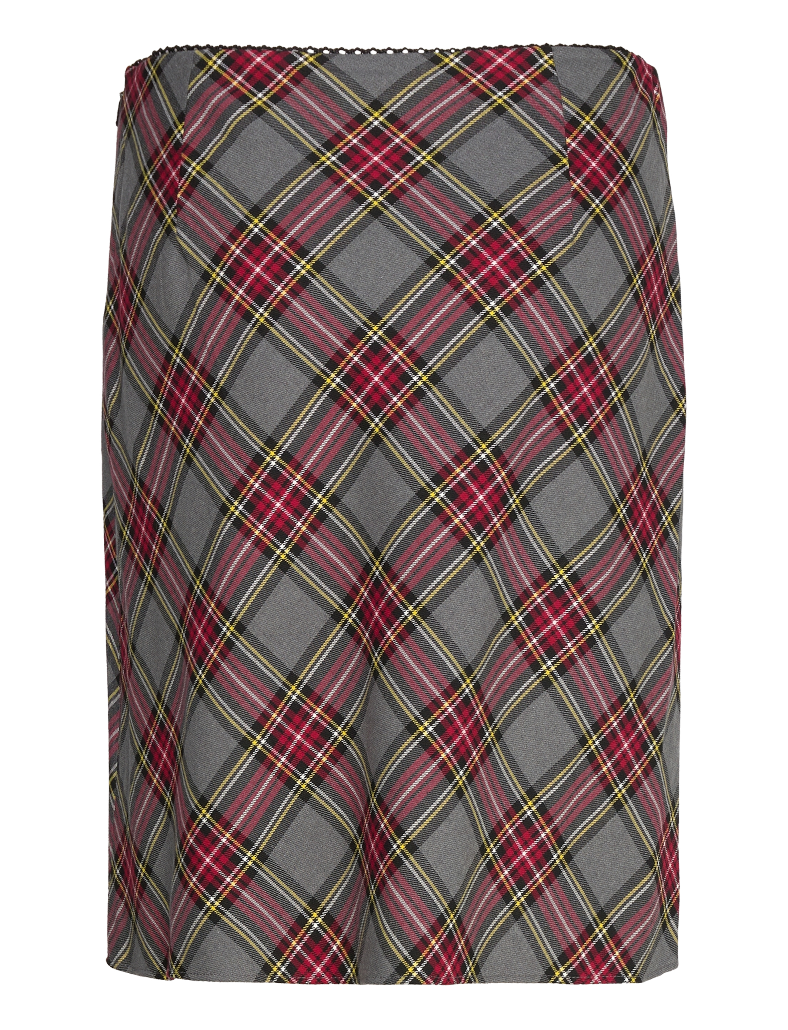 Mango - Check skirt with lace finish - laveste priser - red - 2