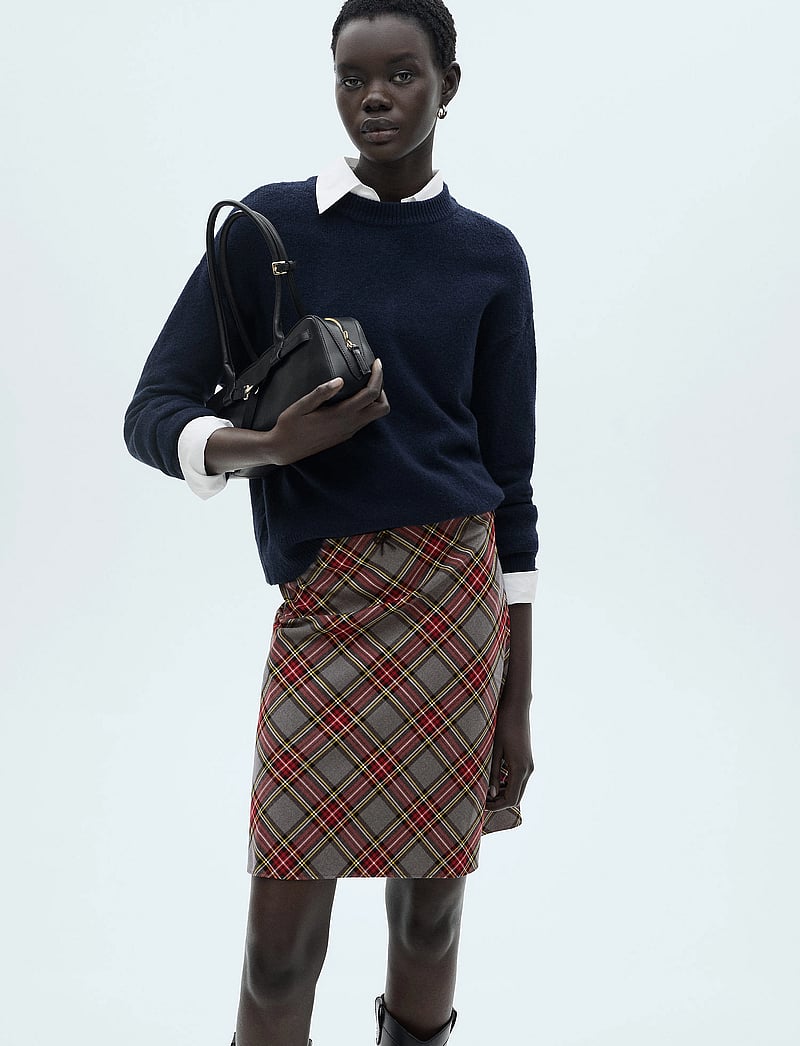 Mango - Check skirt with lace finish - korte nederdele - red - 0