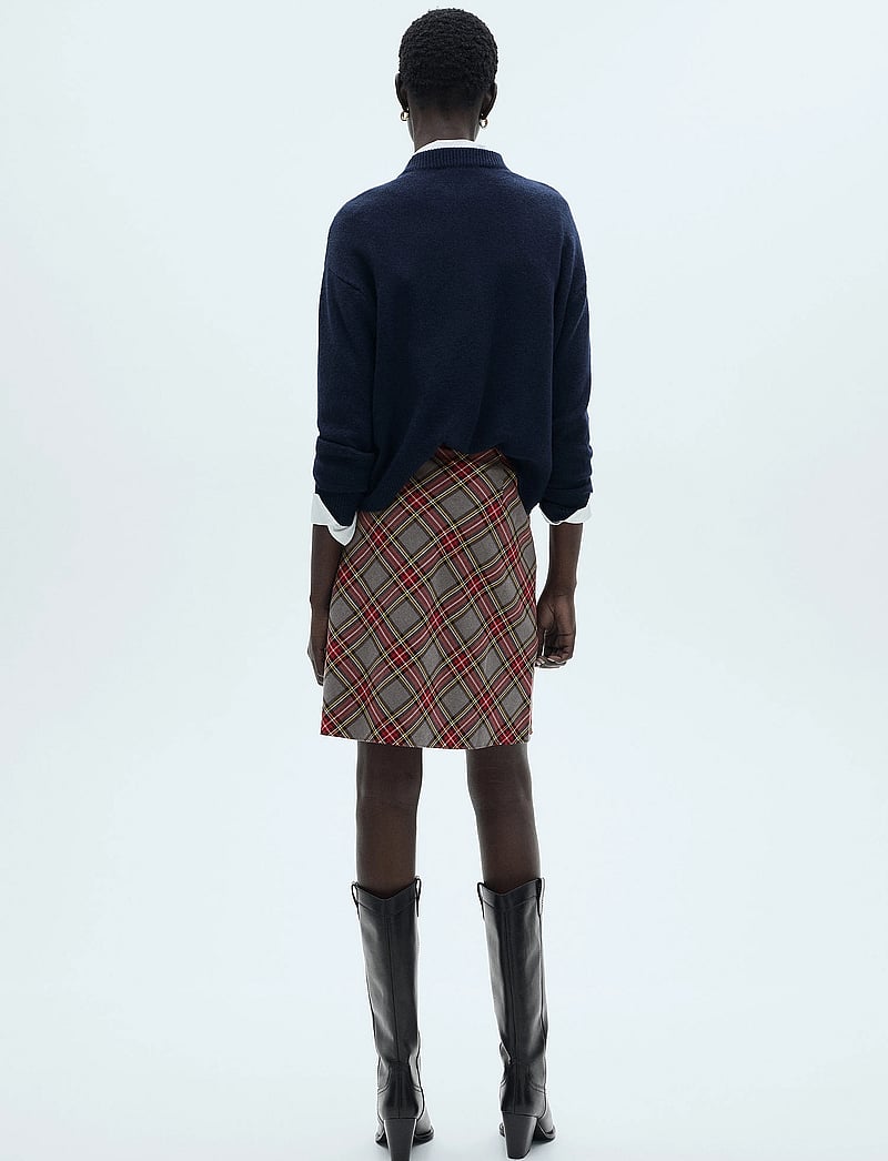 Mango - Check skirt with lace finish - korte nederdele - red - 3