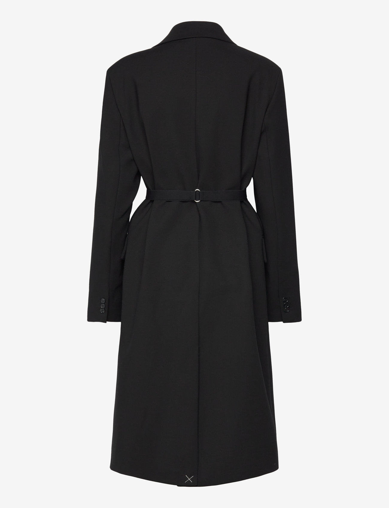 Mango - Structured double fabric coat with belt - wollmäntel - black - 1