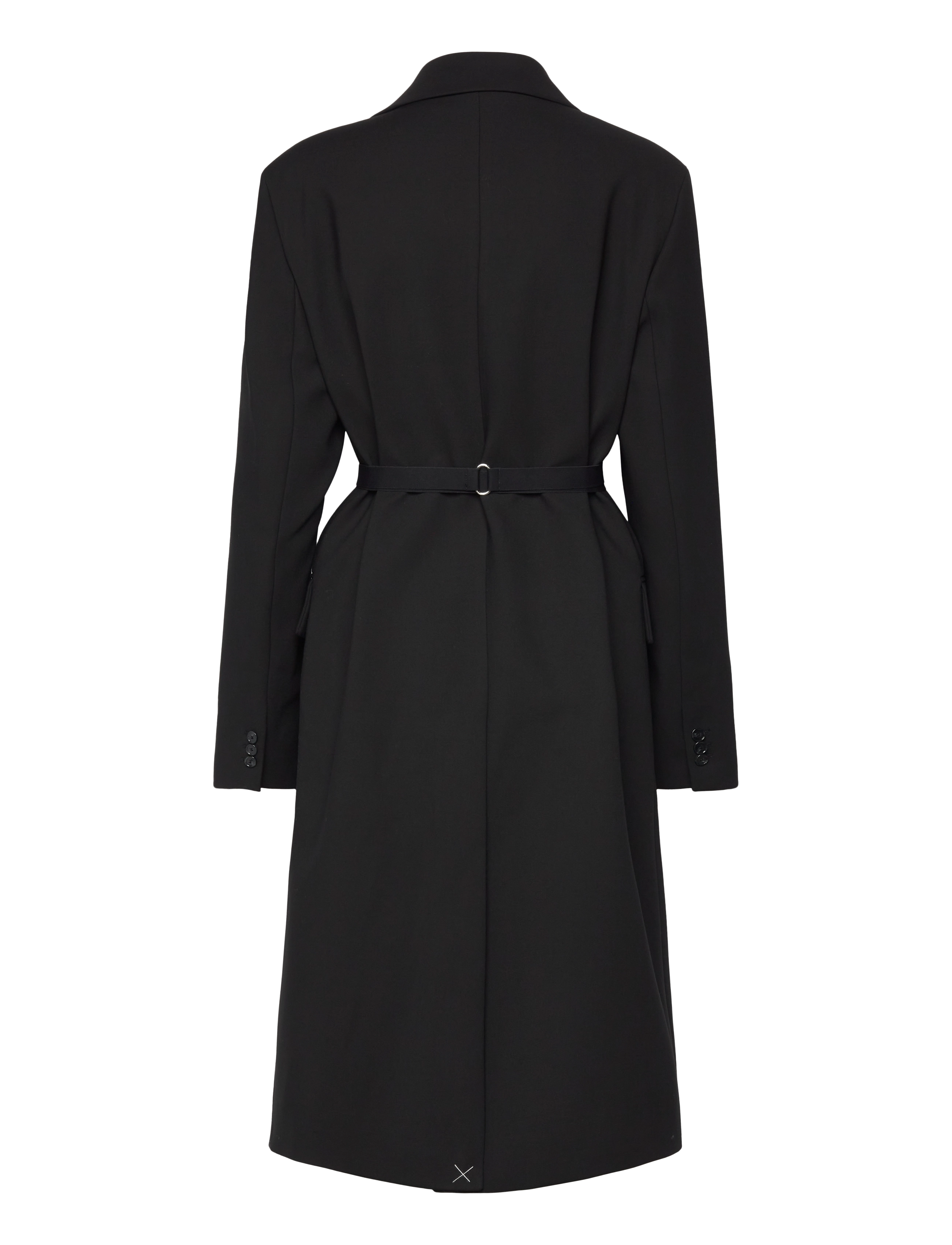Mango - Structured double fabric coat with belt - wollmäntel - black - 2