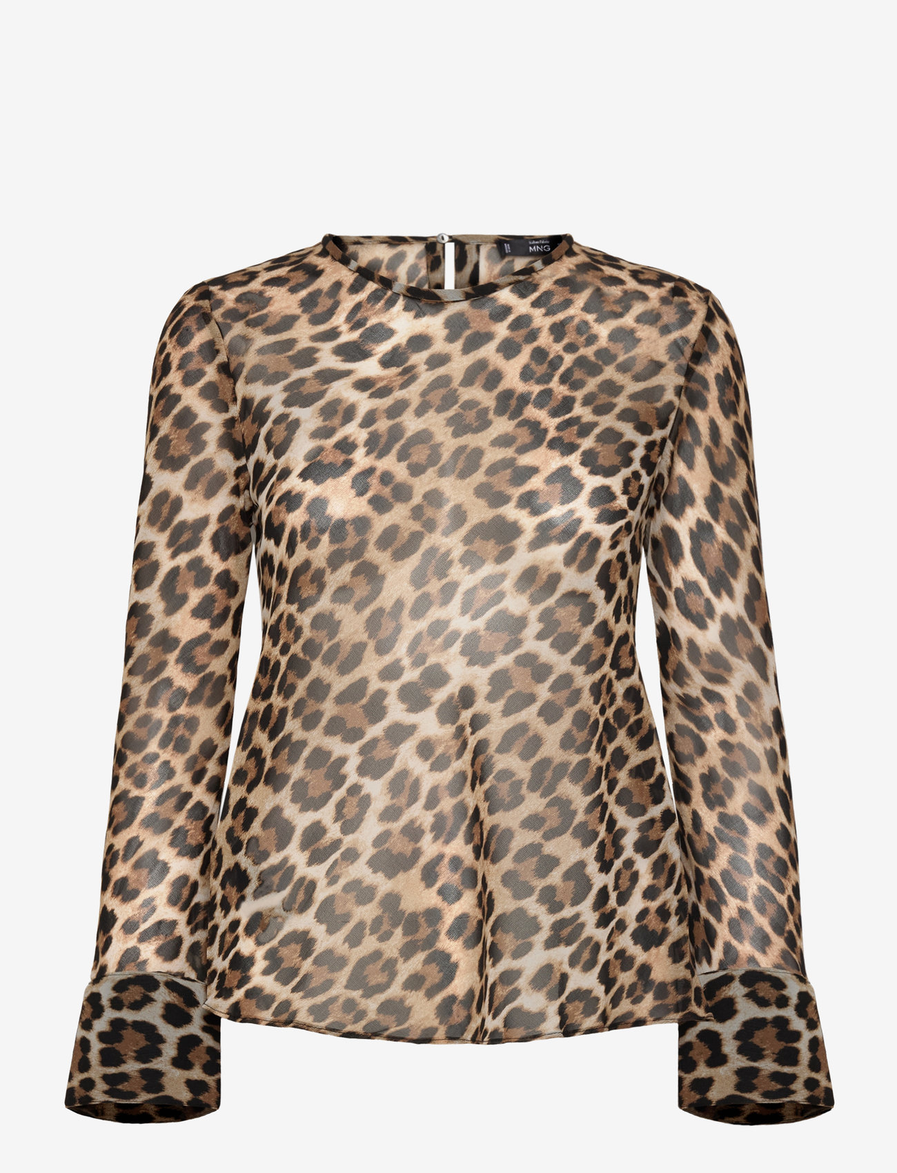 Mango - Leopard print blouse - langærmede bluser - brown - 0