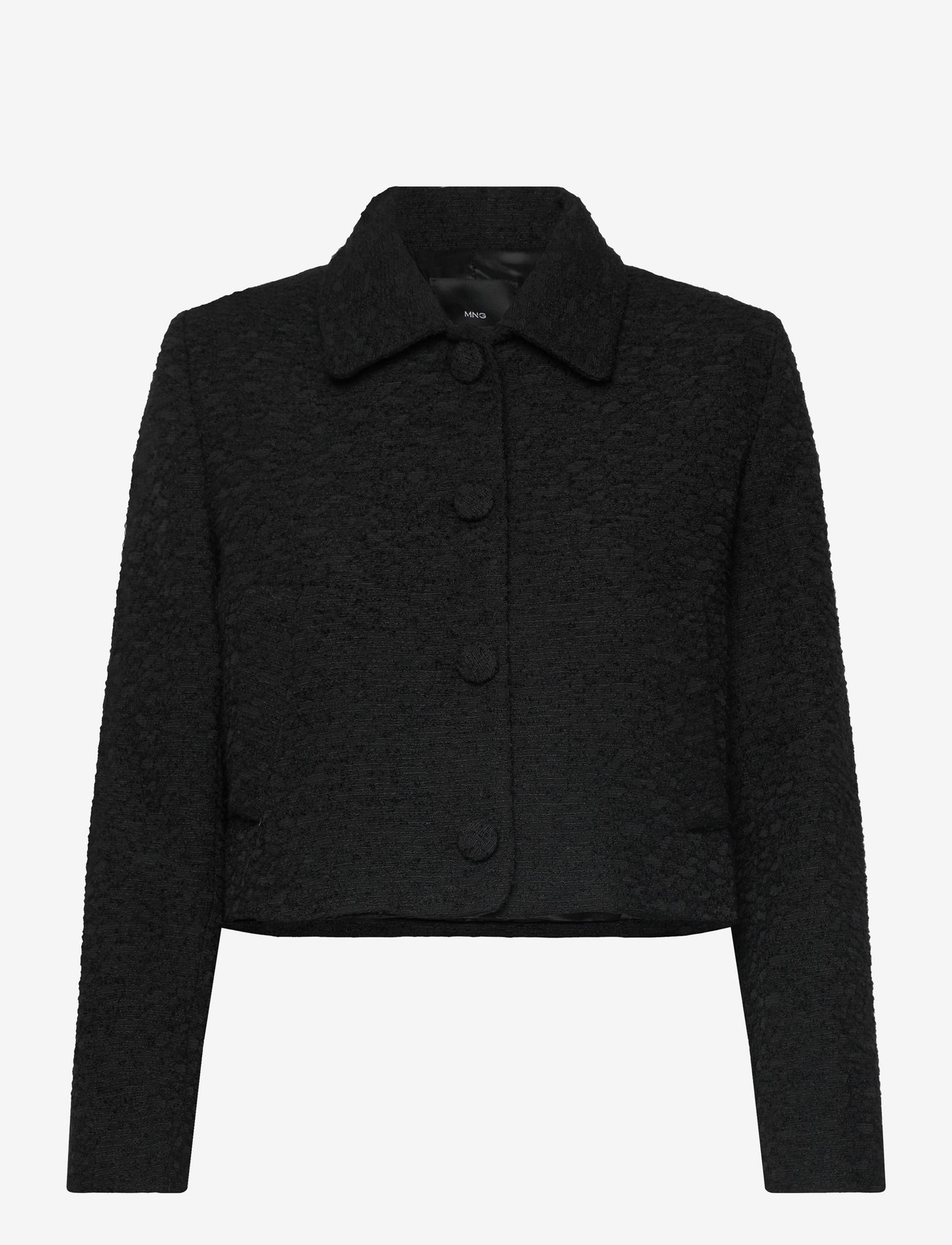 Mango - Crop tweed jacket - black - 0