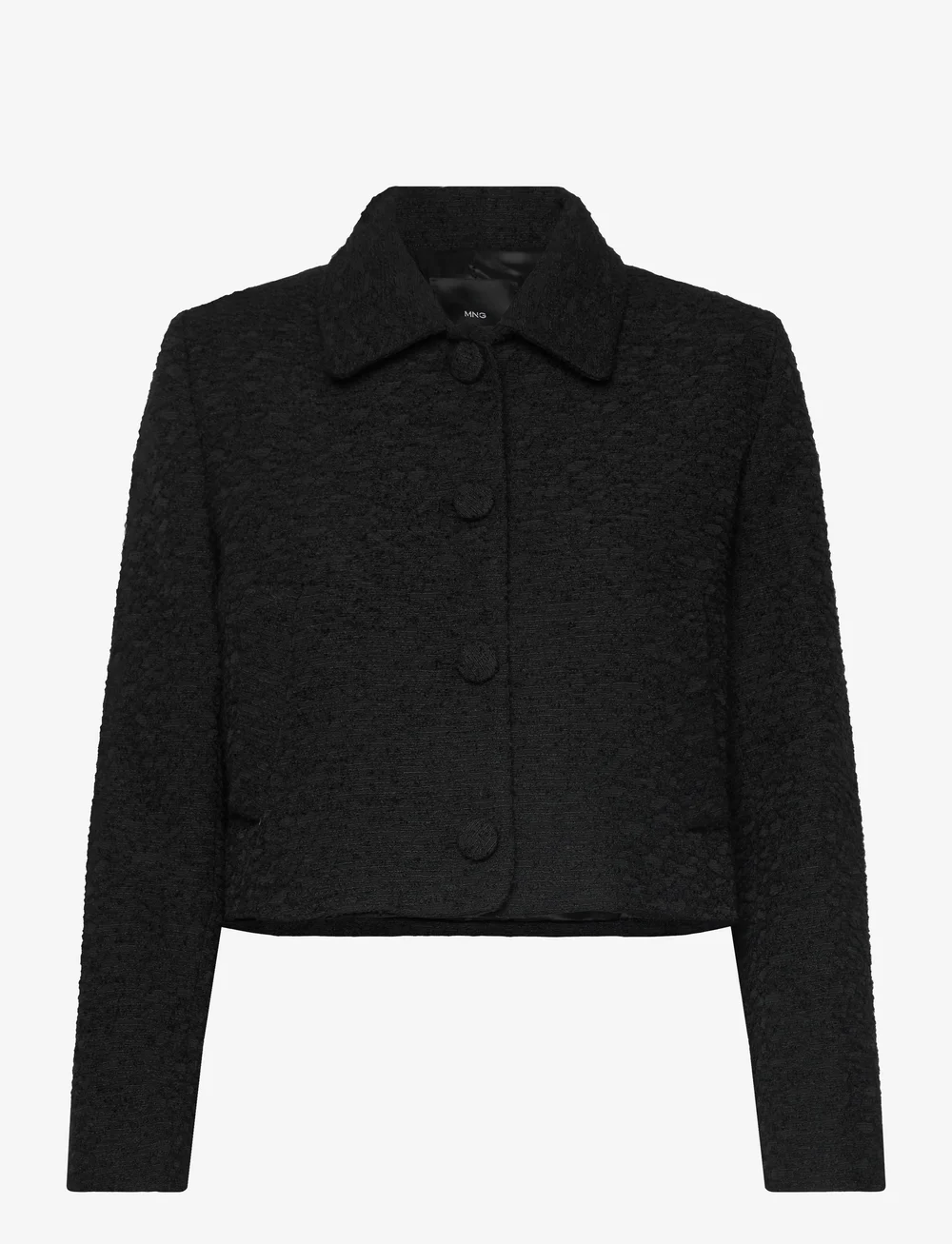 Mango - Crop tweed jacket - bouclés - black - 1