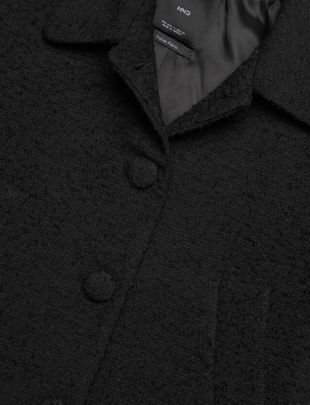 Mango - Crop tweed jacket - bouclés - black - 4