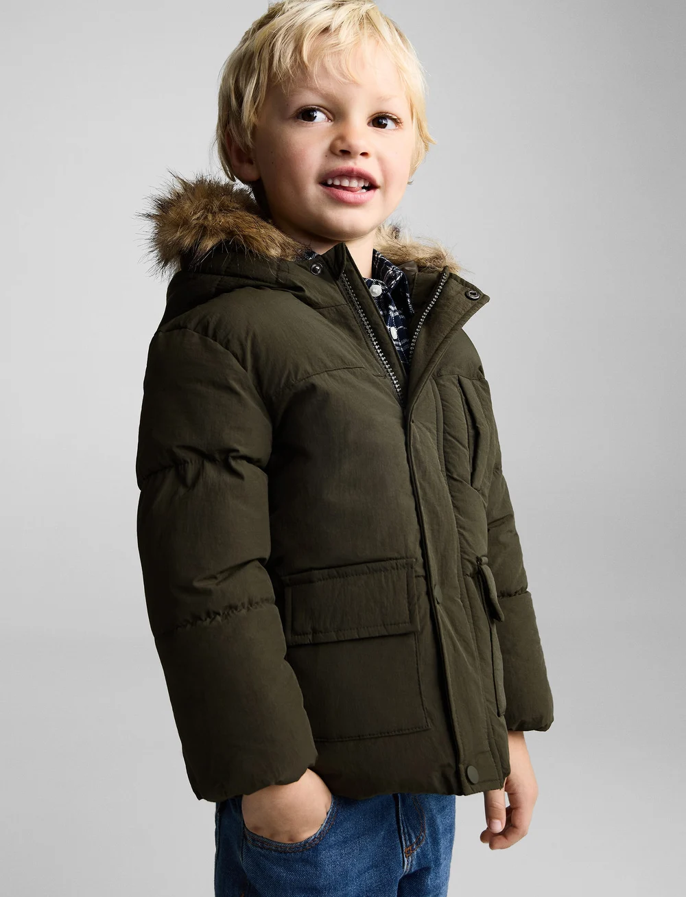 Mango - Fleece-lined quilted anorak - dunjackor & fodrade jackor - beige - khaki - 0