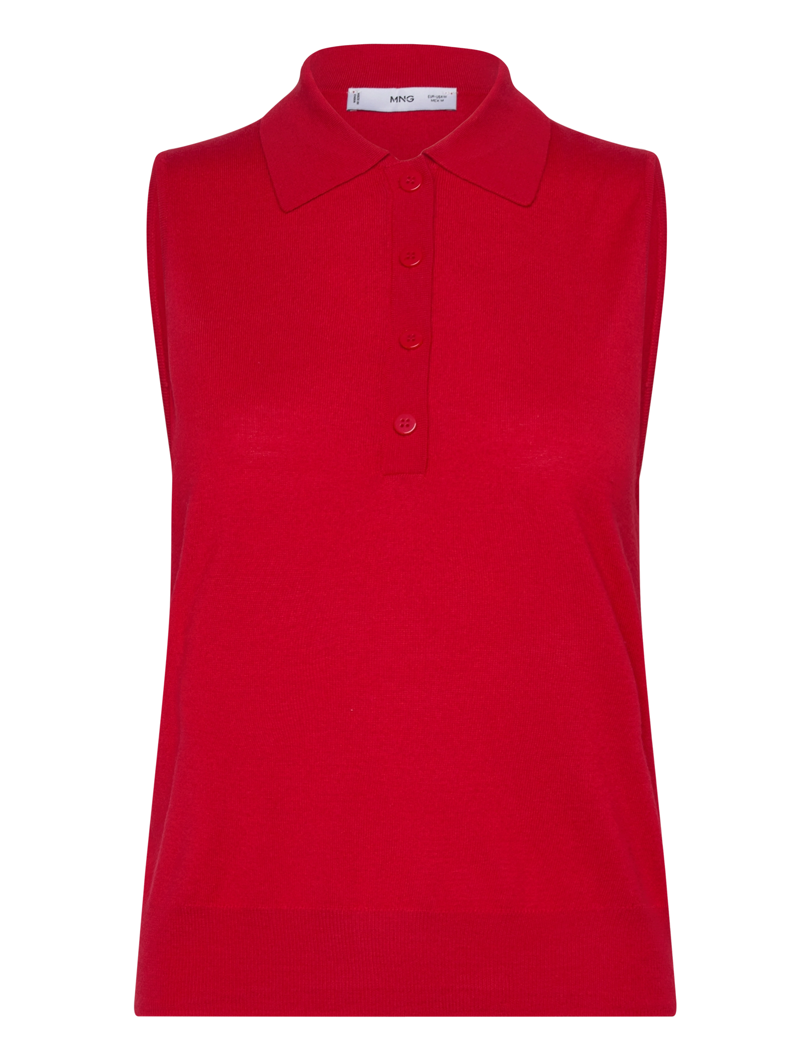 Mango Fine-knit polo neck gilet - Vests - RED / red