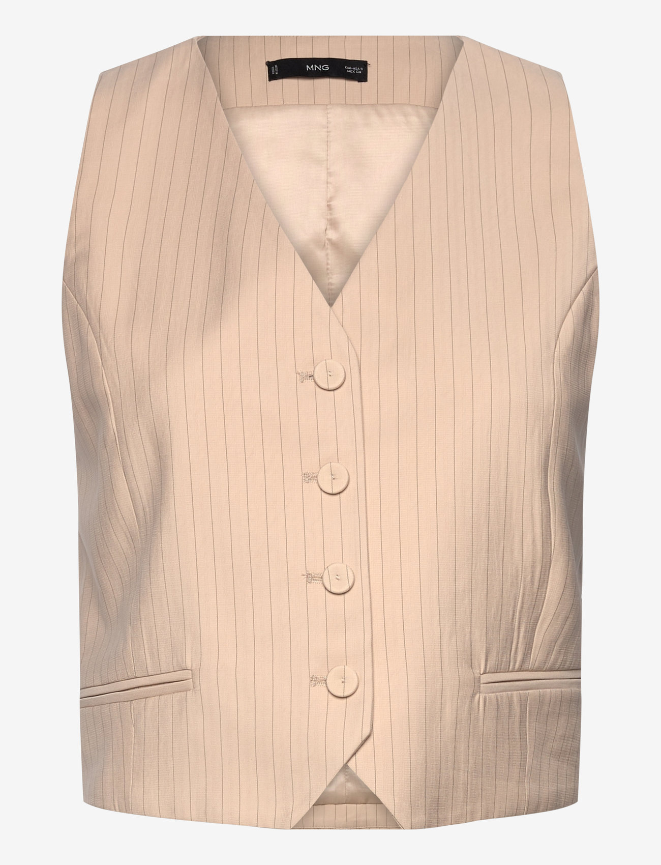 Mango - Striped suit waistcoat - liivit - light beige - 1