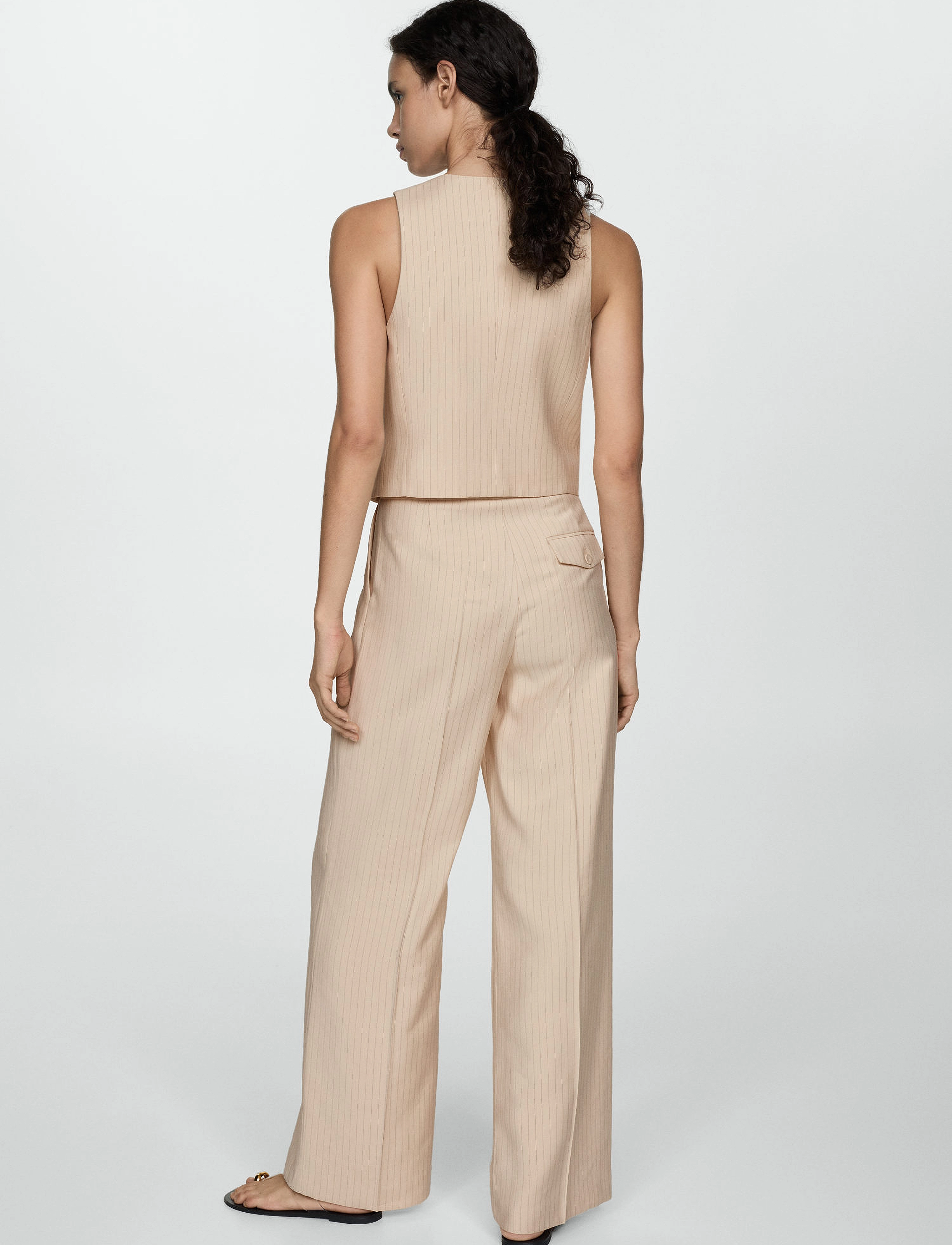 Mango - Striped suit waistcoat - festtøj til outletpriser - light beige - 3
