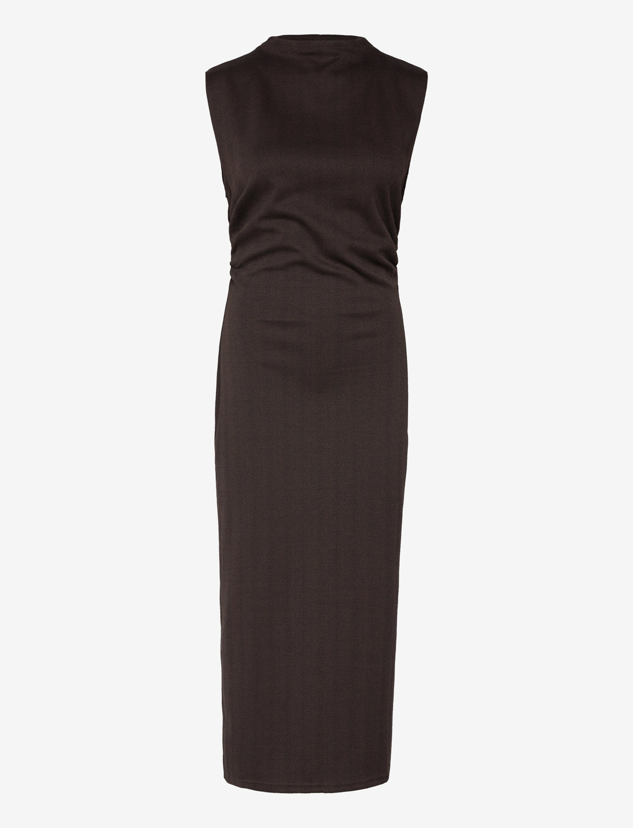 Mango - Knitted dress with gathered detail - dark brown - 1