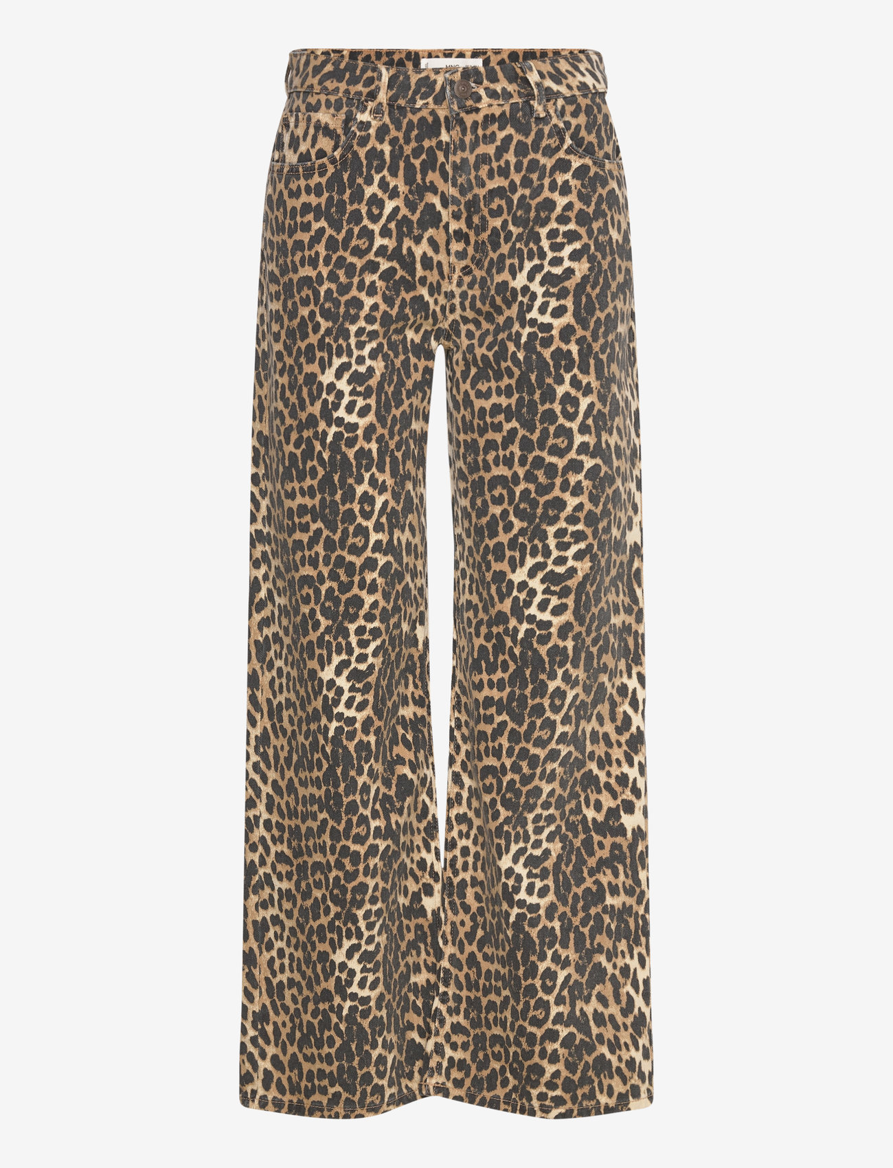 Mango - High-waisted straight-fit jeans with leopard print - brown - 0