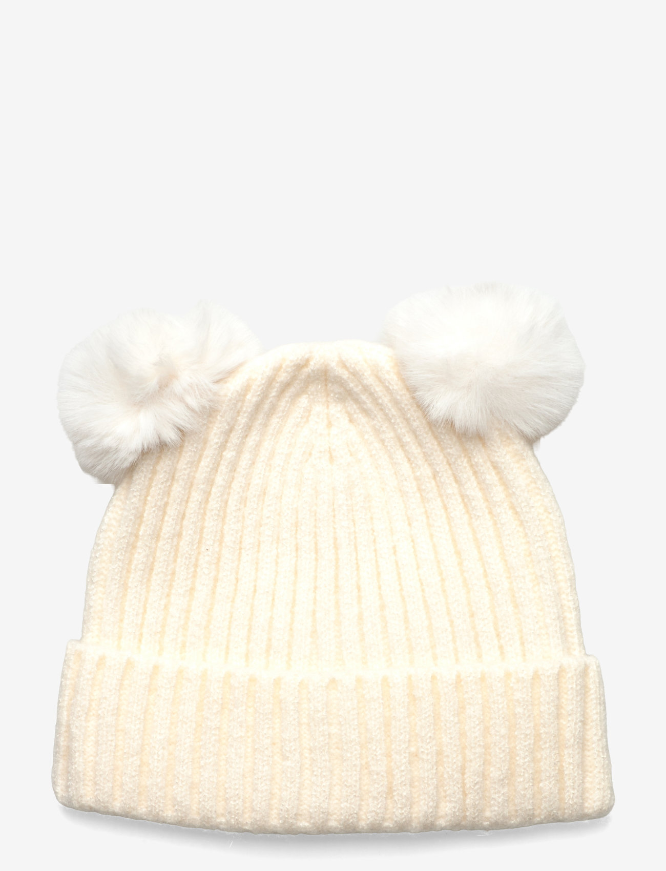 Mango - Beanie with fur-effect earmuffs and pom-pom - aksessuaarid - light beige - 0