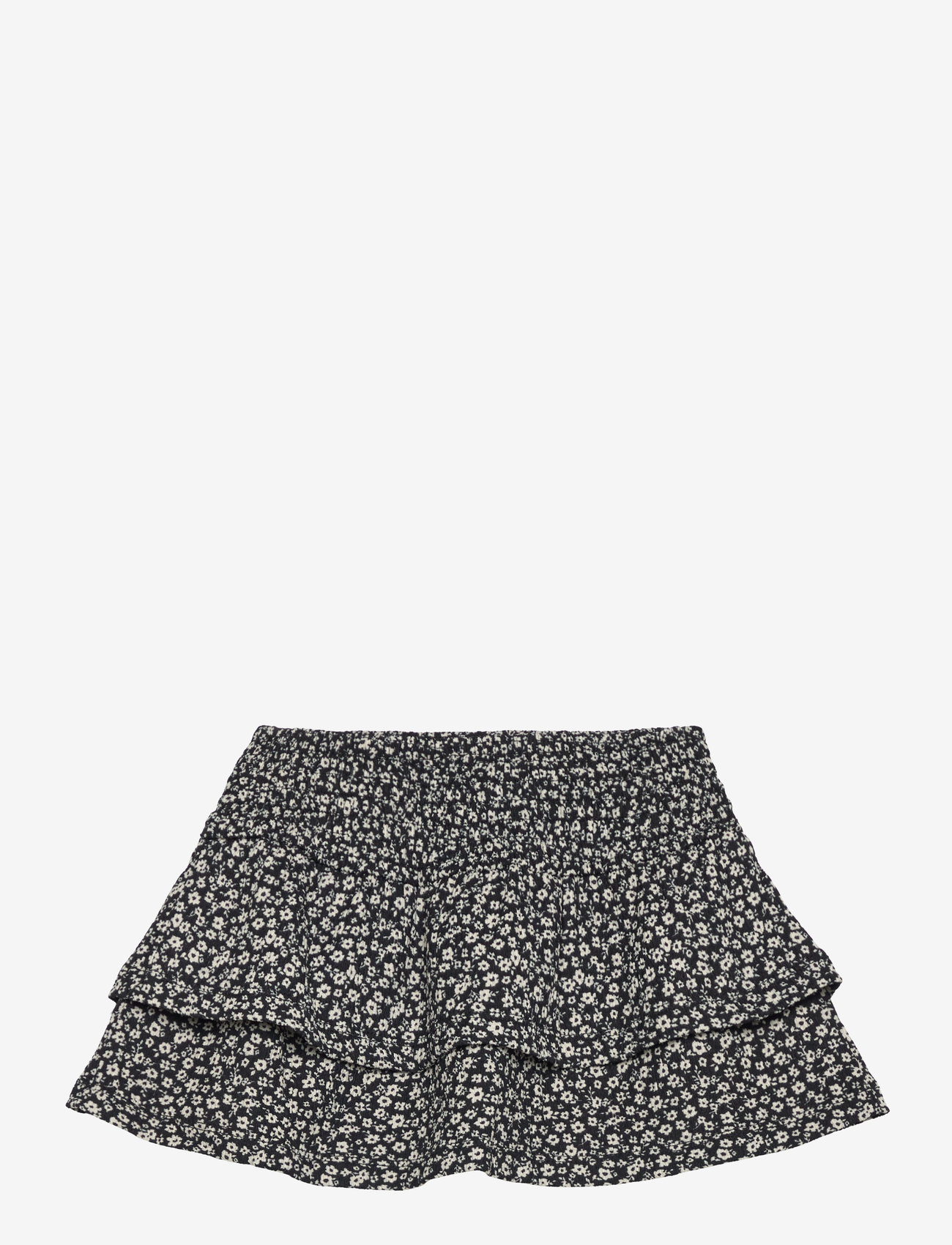 Mango - Ruffle flower print skirt - korte nederdele - black - 1