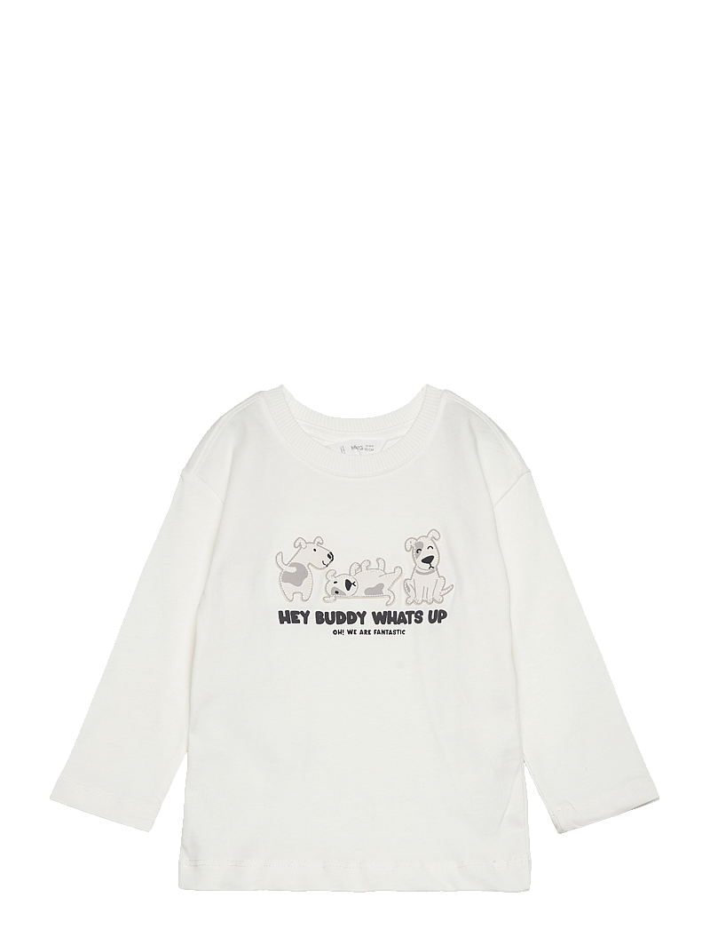 Mango - Embroidered details print t-shirt - langärmelig - natural white - 0