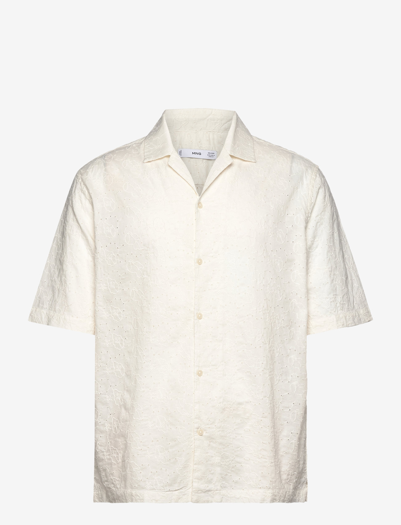 Mango - Relaxed-fit 100% cotton embroidered shirt - kurzärmelig - natural white - 1