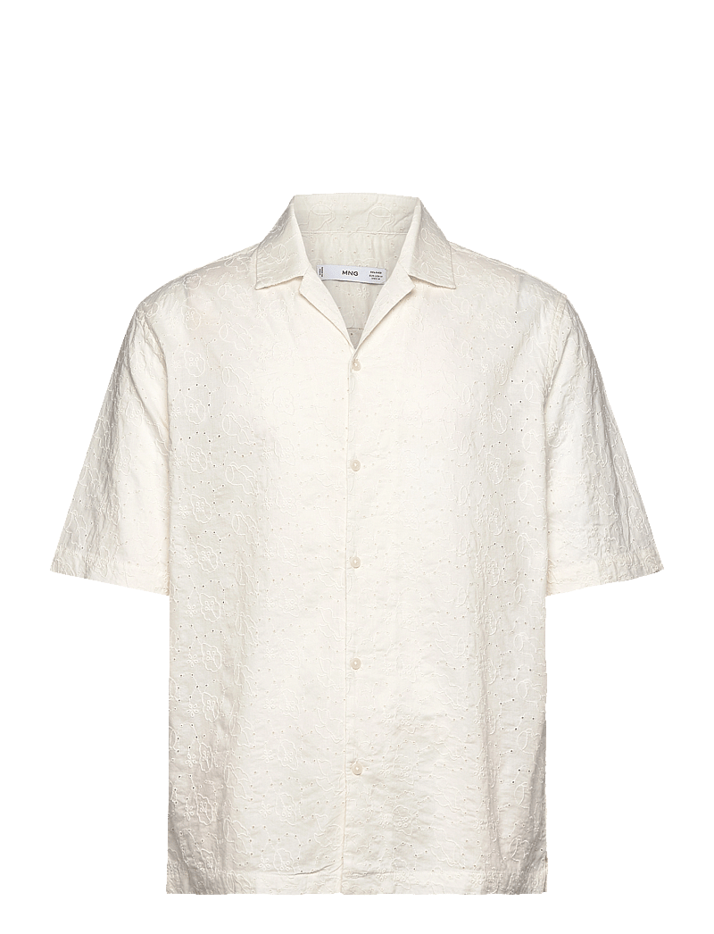 Mango - Relaxed-fit 100% cotton embroidered shirt - kurzärmelig - natural white - 1