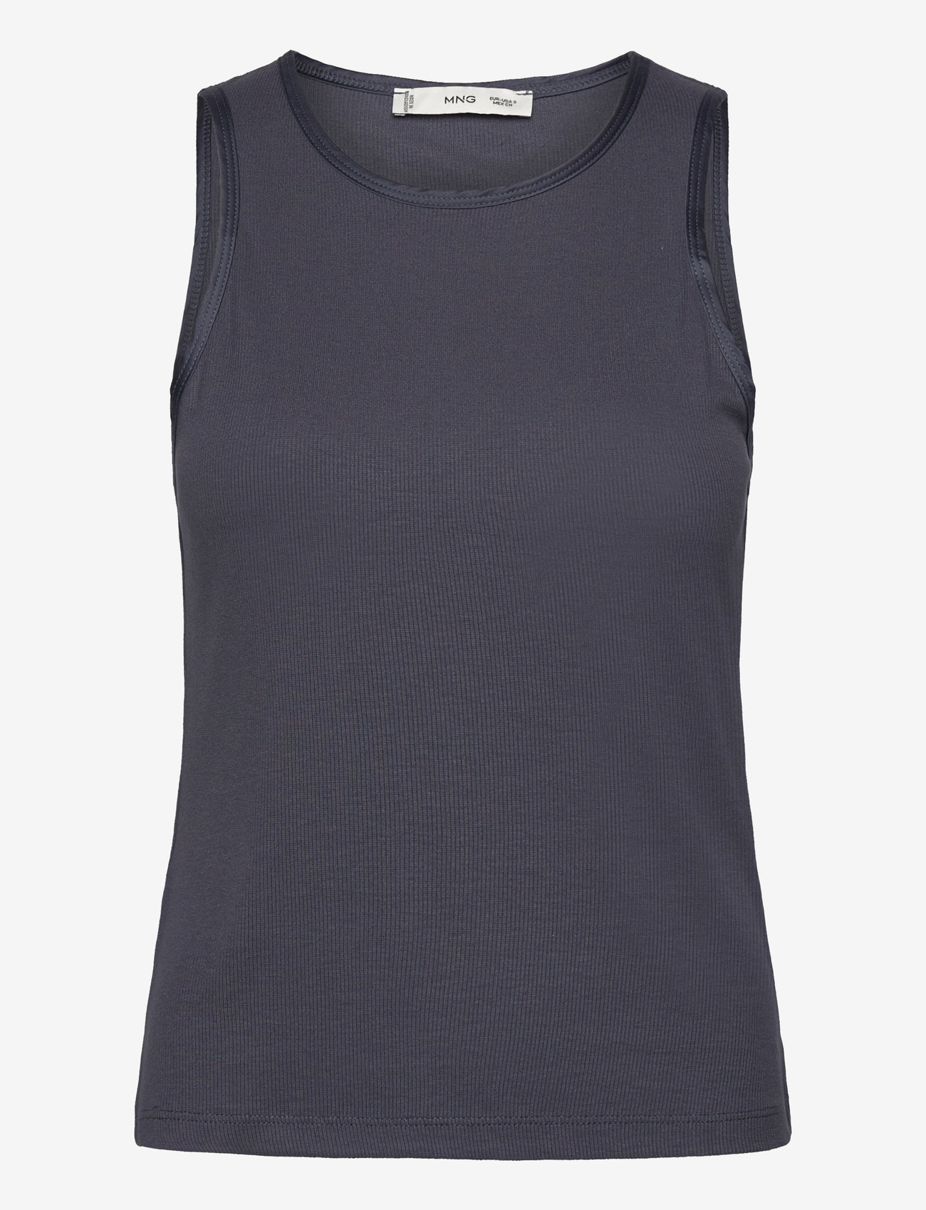 Mango - Top with satin details - dark blue - 1