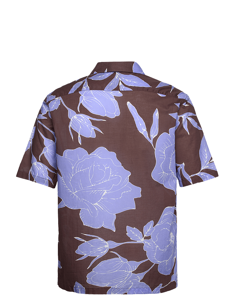 Mango - Regular-fit printed cotton shirt - kortärmade skjortor - brown - 1