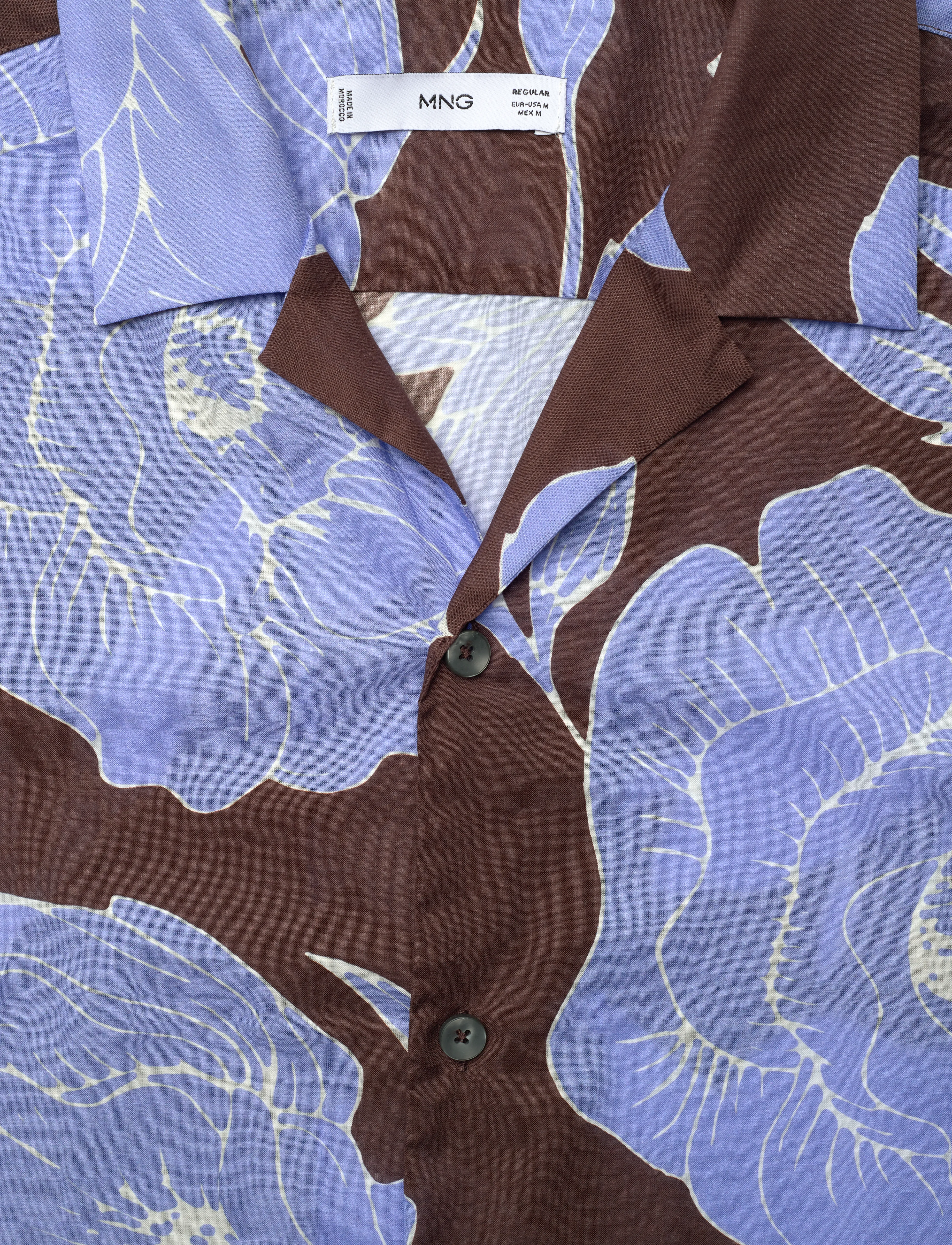 Mango - Regular-fit printed cotton shirt - kortærmede skjorter - brown - 2