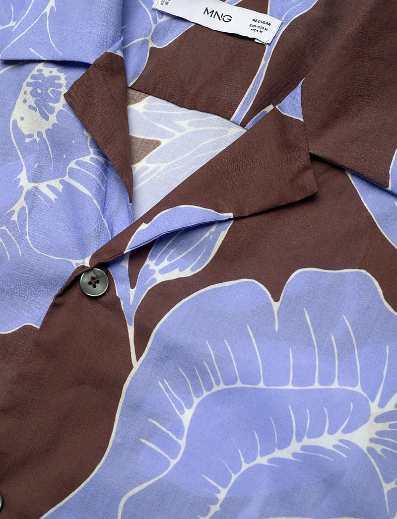 Mango - Regular-fit printed cotton shirt - kortärmade skjortor - brown - 3