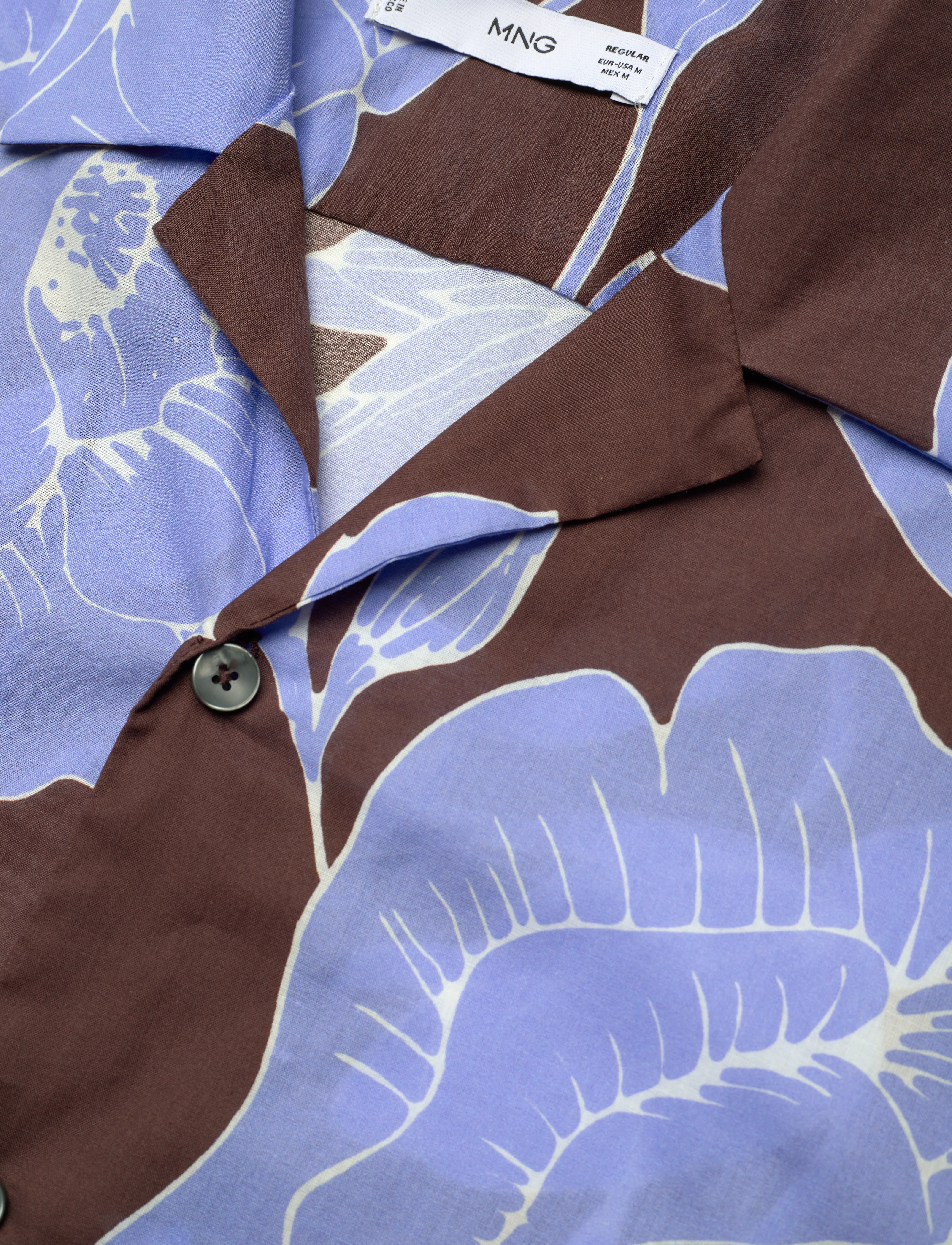 Mango - Regular-fit printed cotton shirt - kortærmede skjorter - brown - 3