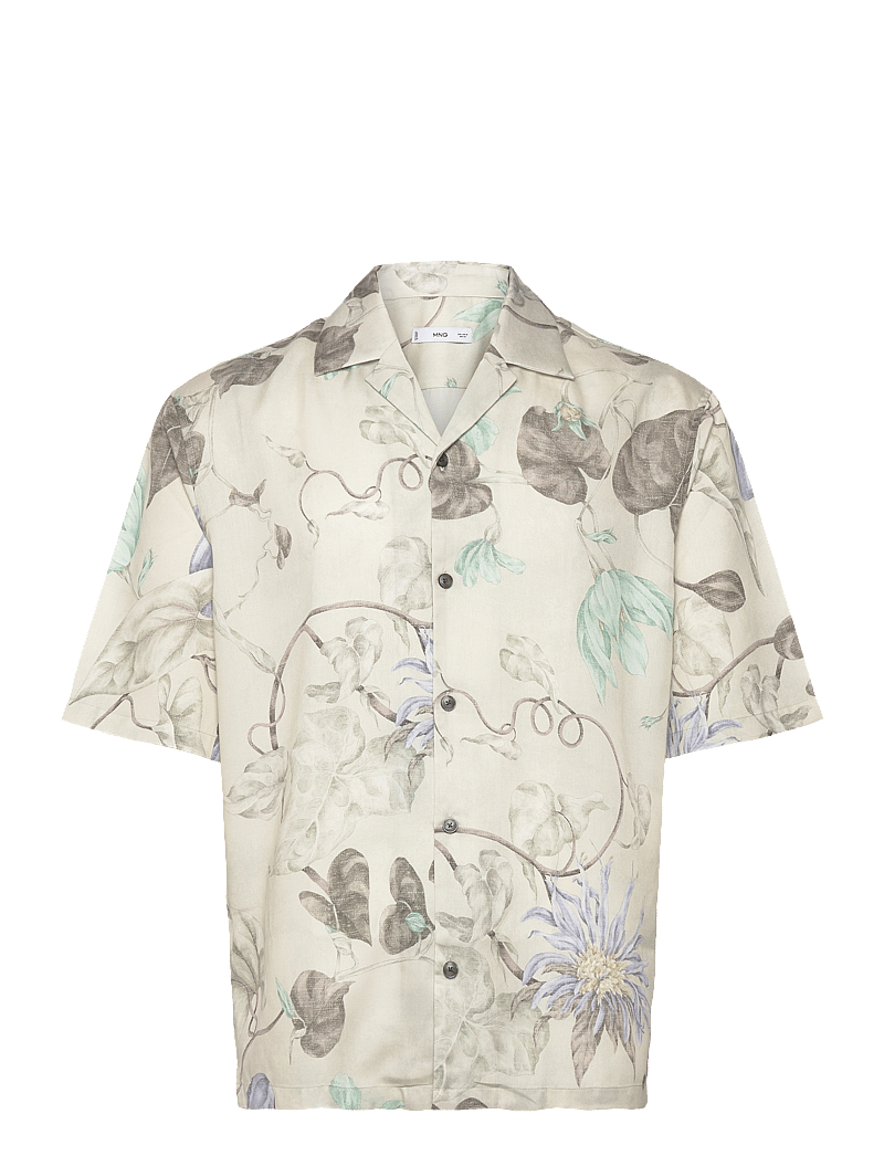 Mango - Flowy floral print shirt - kortærmede skjorter - grey - 0