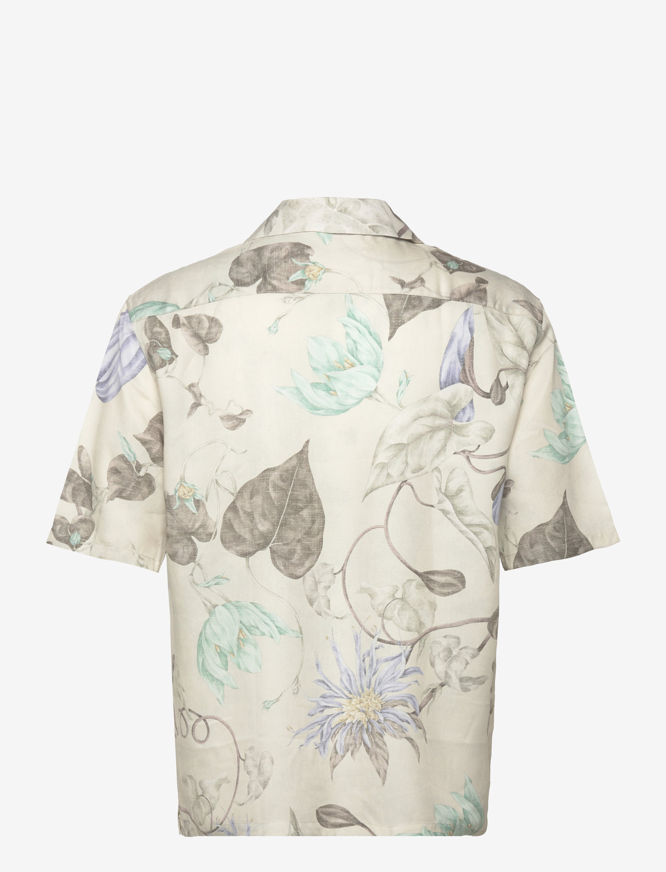 Mango - Flowy floral print shirt - kortärmade t-shirts - grey - 1