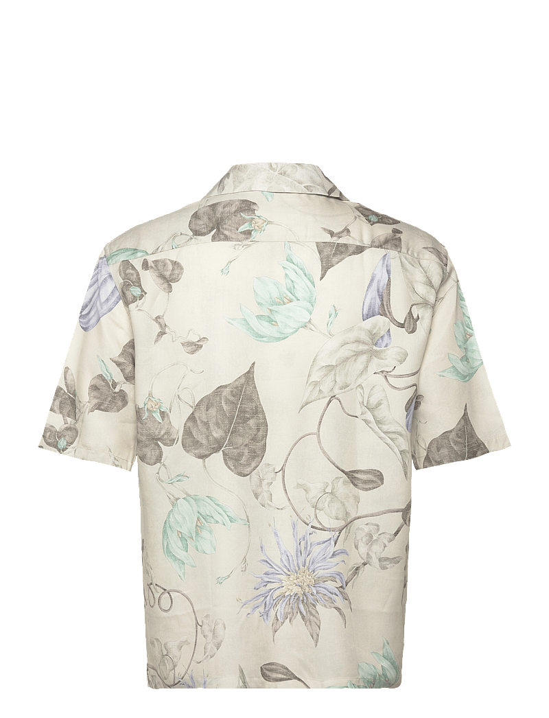 Mango - Flowy floral print shirt - kortærmede skjorter - grey - 1