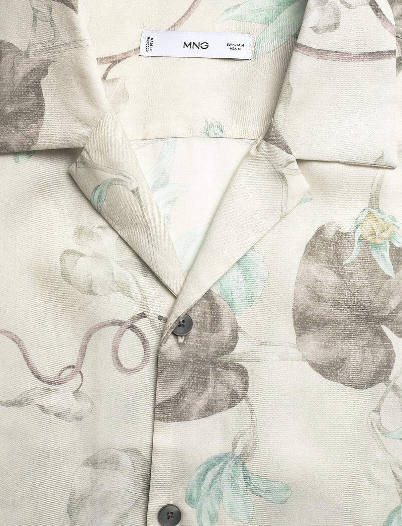 Mango - Flowy floral print shirt - kortærmede skjorter - grey - 2