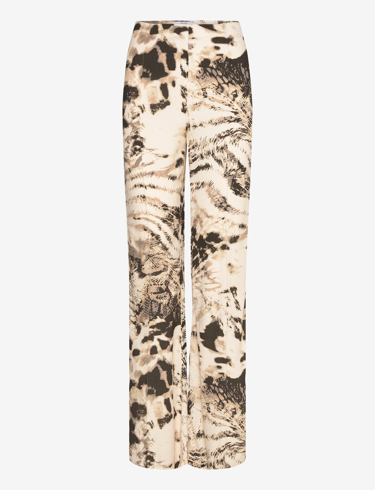 Mango - Fluid animal- print trousers - bukser med brede ben - light beige - 1