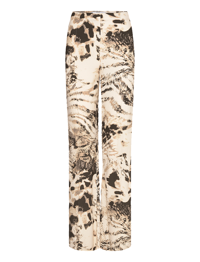 Mango - Fluid animal- print trousers - vida byxor - light beige - 1