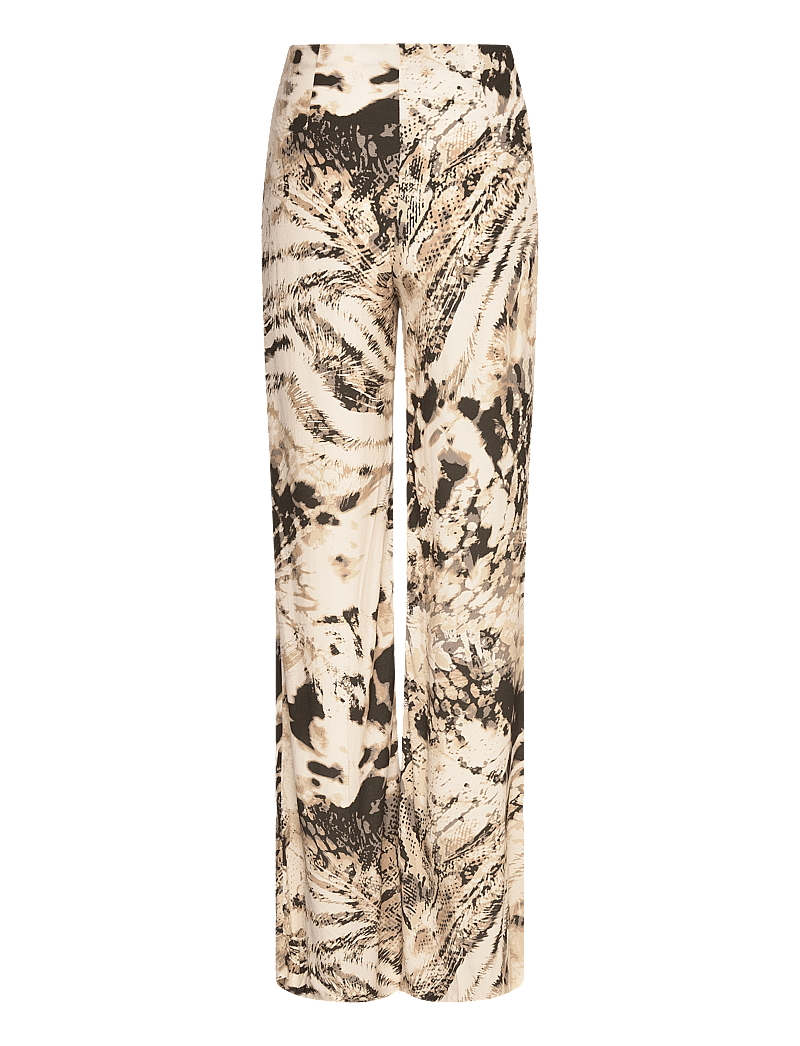 Mango - Fluid animal- print trousers - vida byxor - light beige - 2