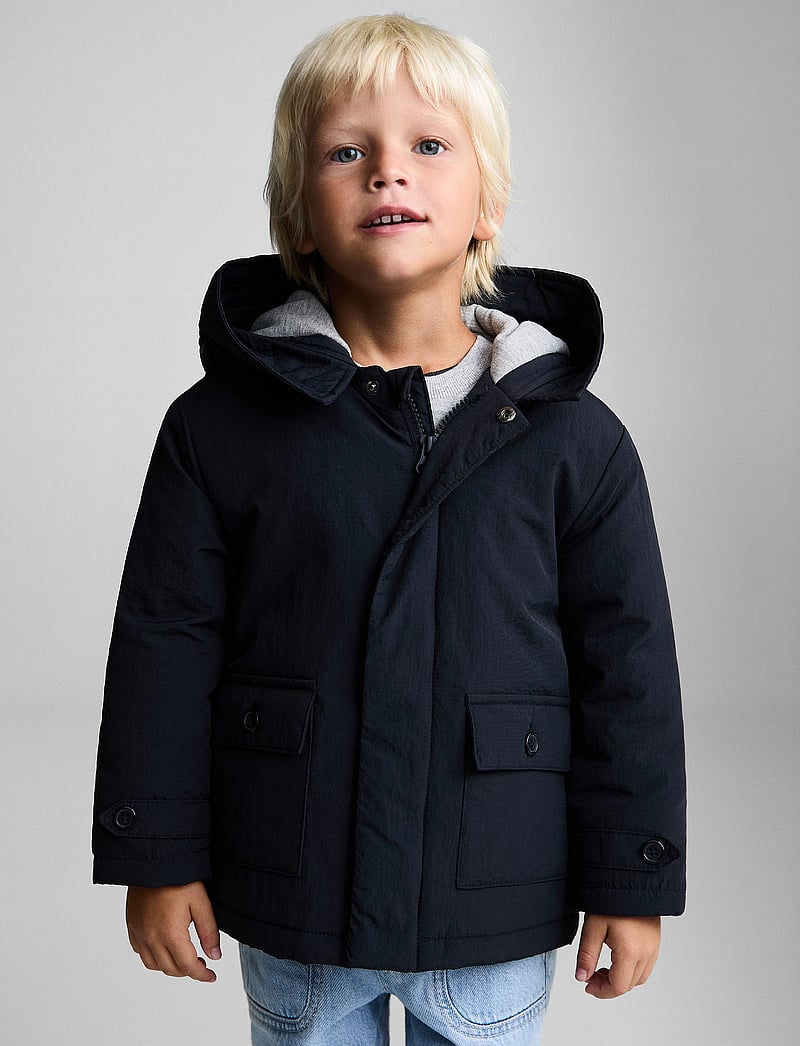 Mango - Pockets hooded coat - parkas - navy - 0