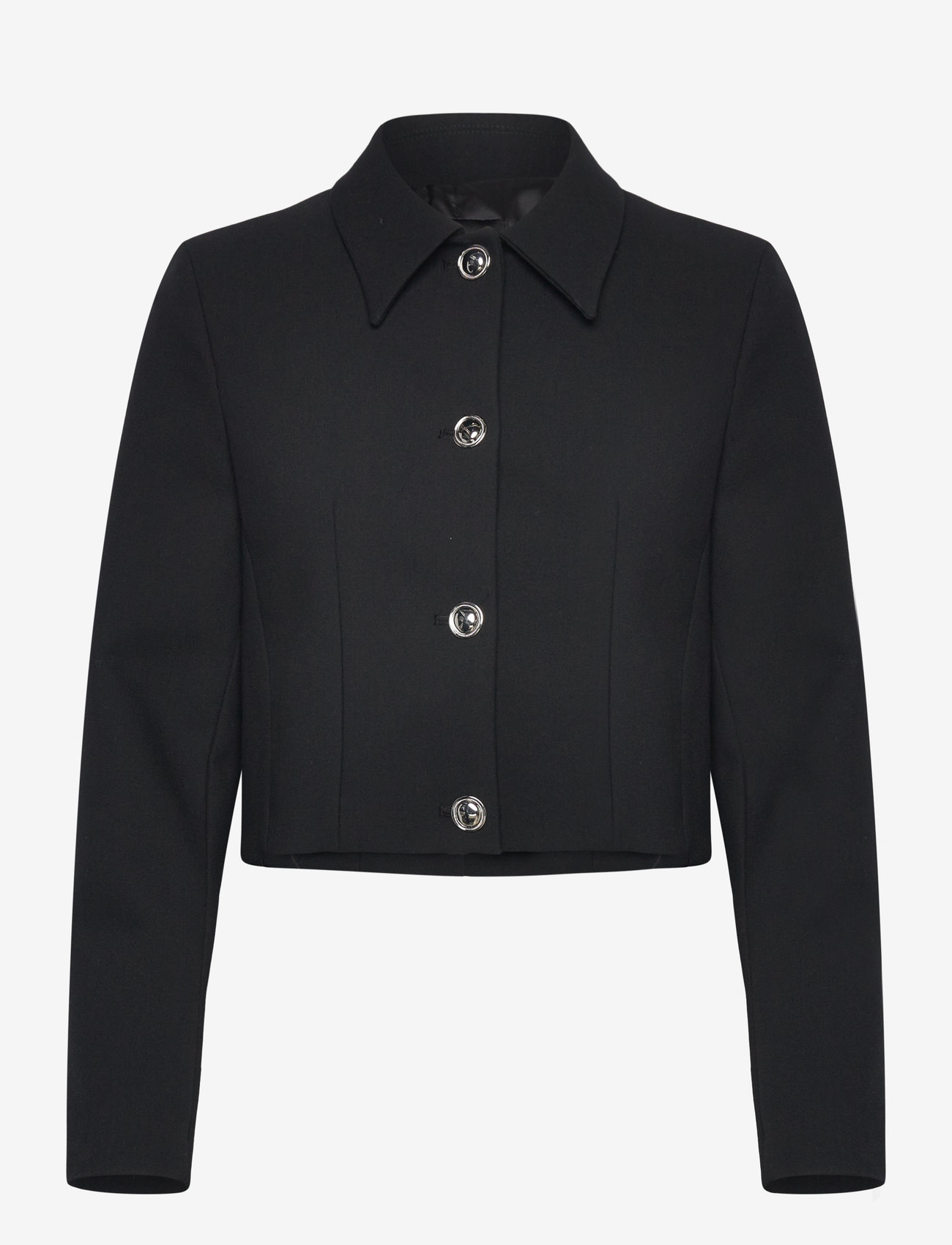 Mango - Buttoned cropped jacket - efterårsjakker - black - 1