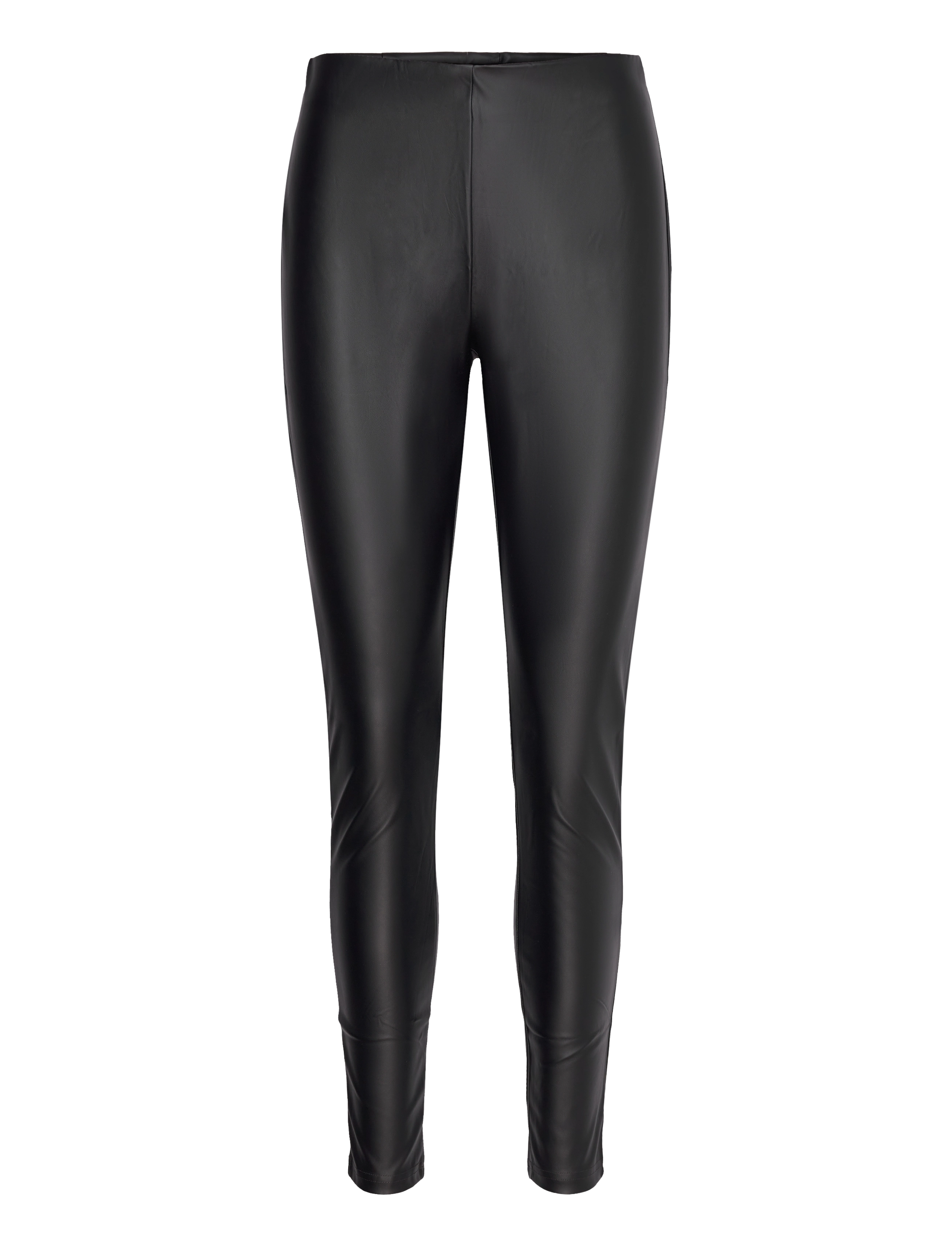 Mango Leather-effect leggings - Læderbukser - BLACK / black