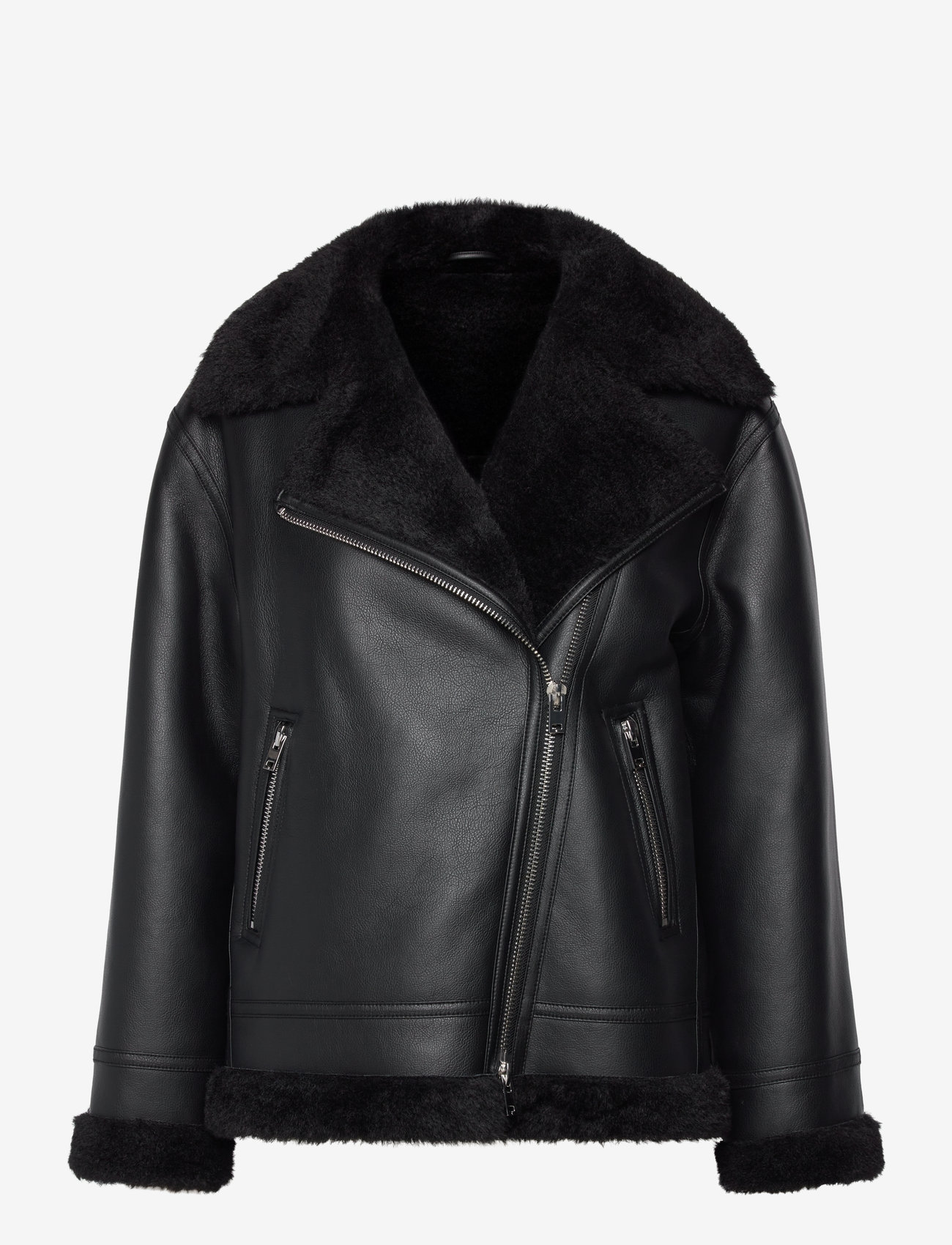 Mango - Jacket with shearling-effect lining - black - 0