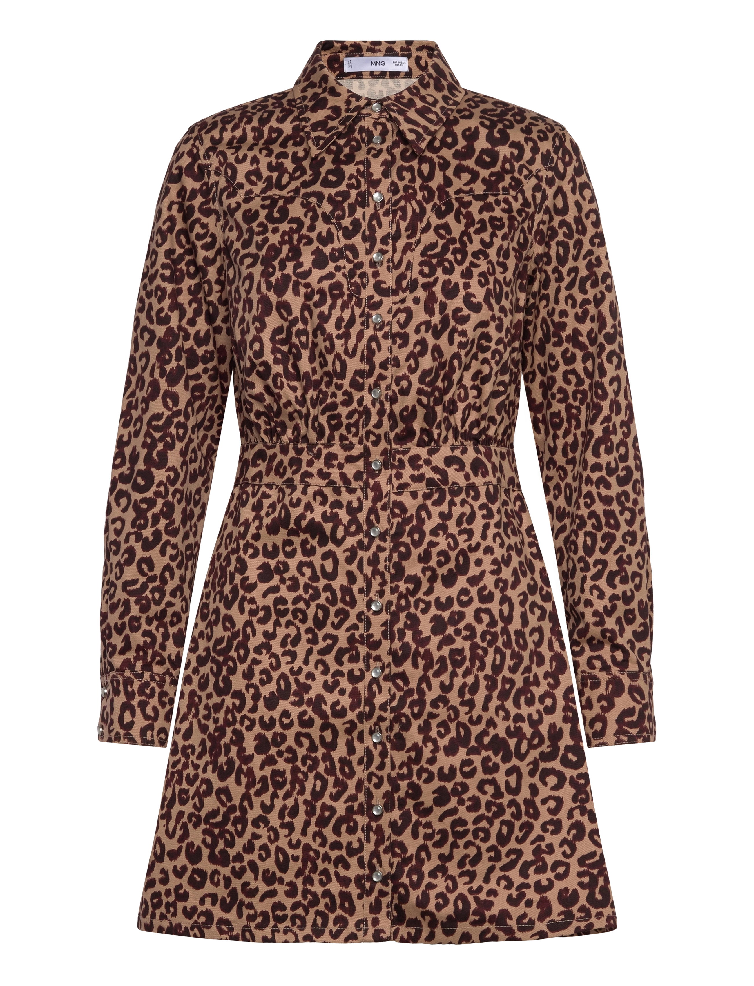 MANGO Leopard-Print Shirt Kleid Braun - S - Damen