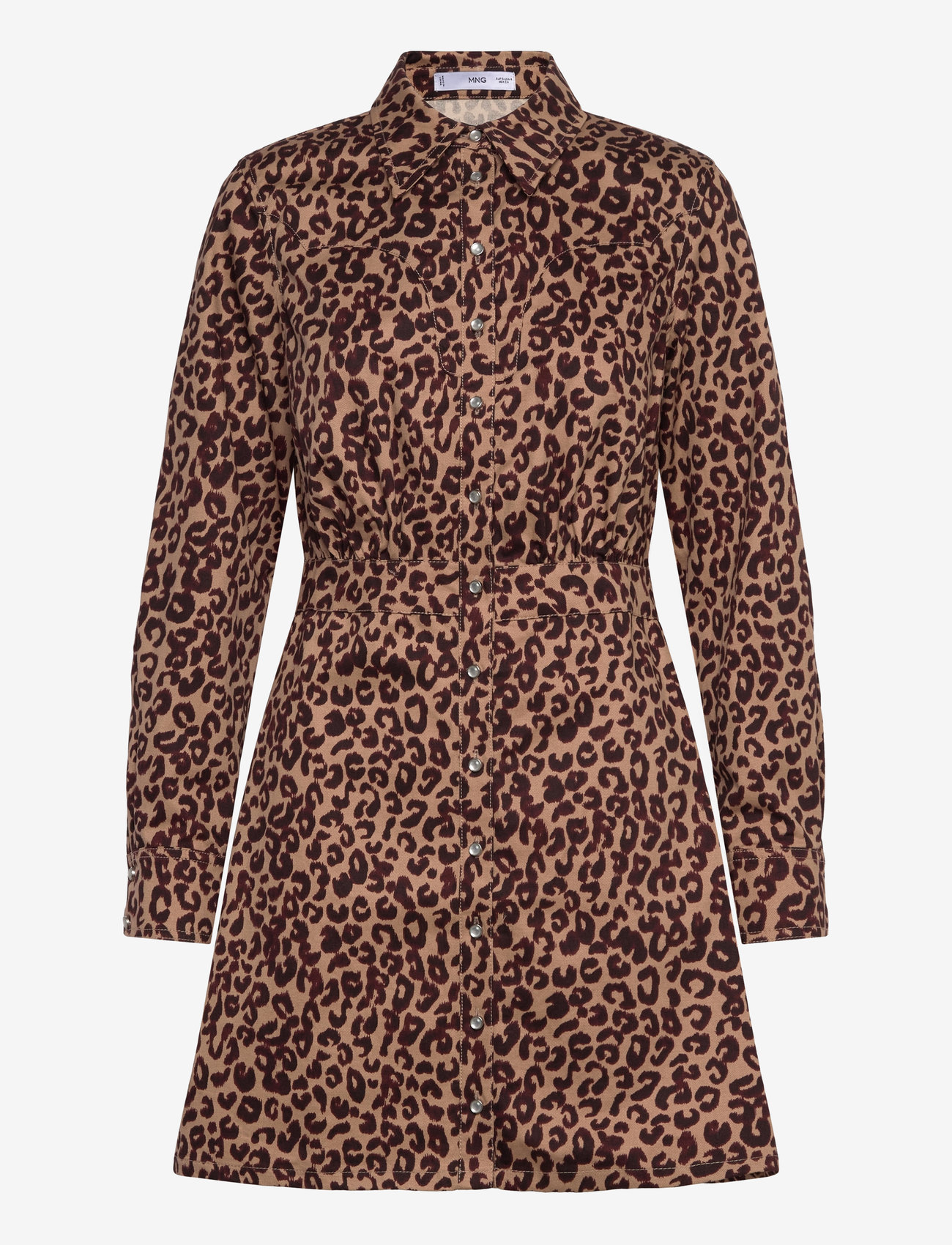 Mango - Leopard-print shirt dress - skjortekjoler - brown - 1