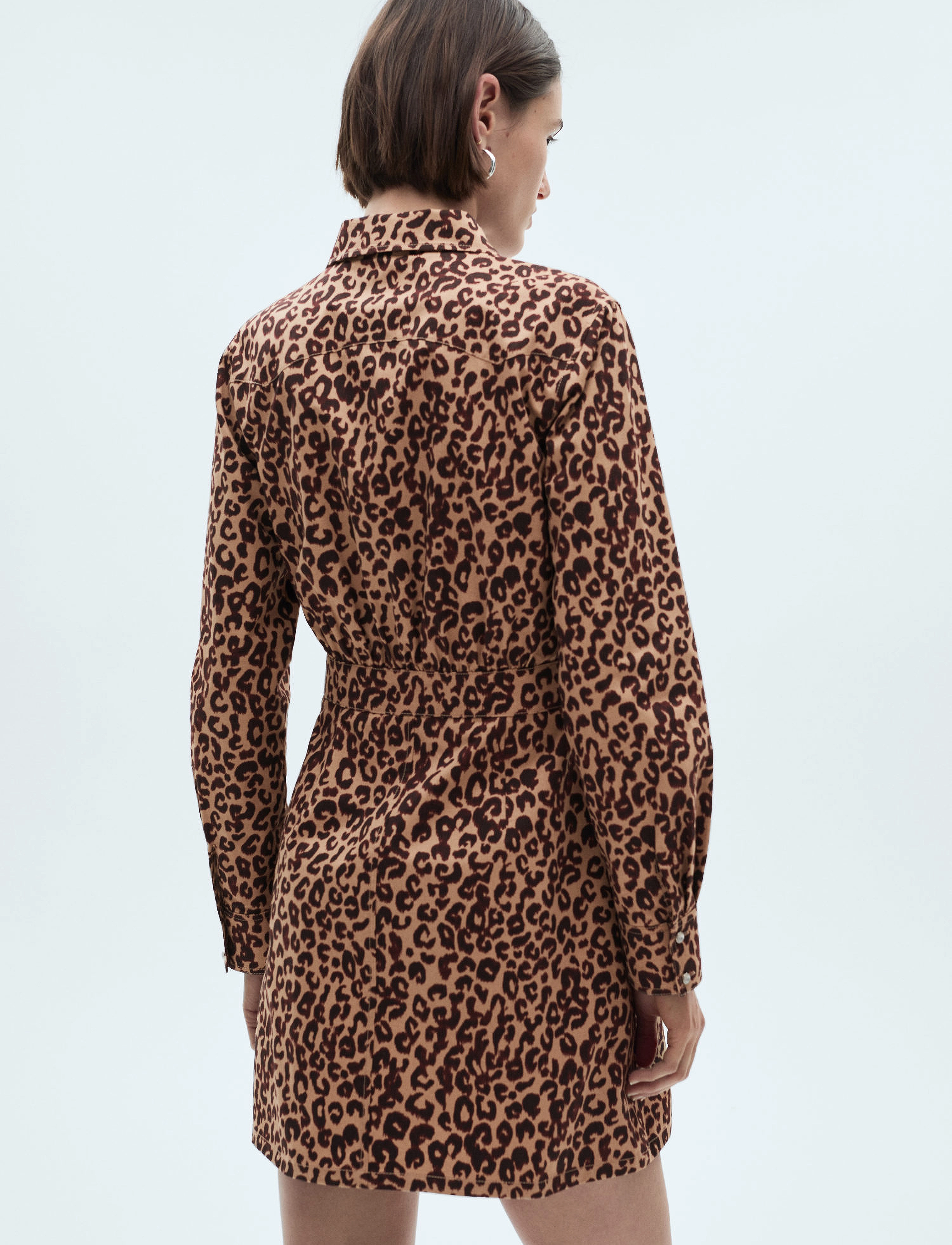 Mango - Leopard-print shirt dress - korte kjoler - brown - 3