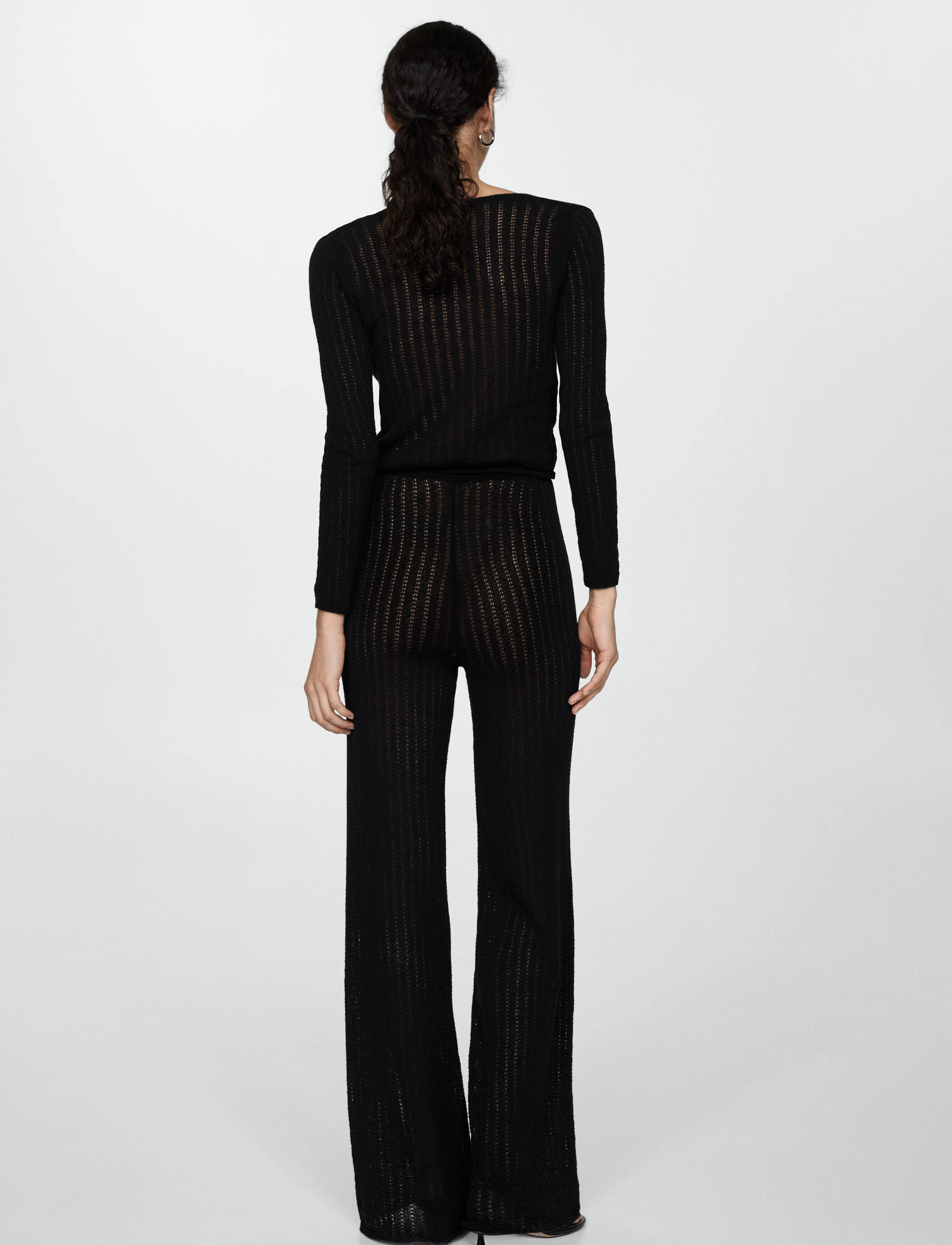 Mango - Straight knitted trousers - bukser med lige ben - black - 3