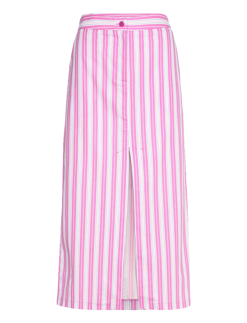 Mango - Slit striped skirt - midi nederdele - pink - 1