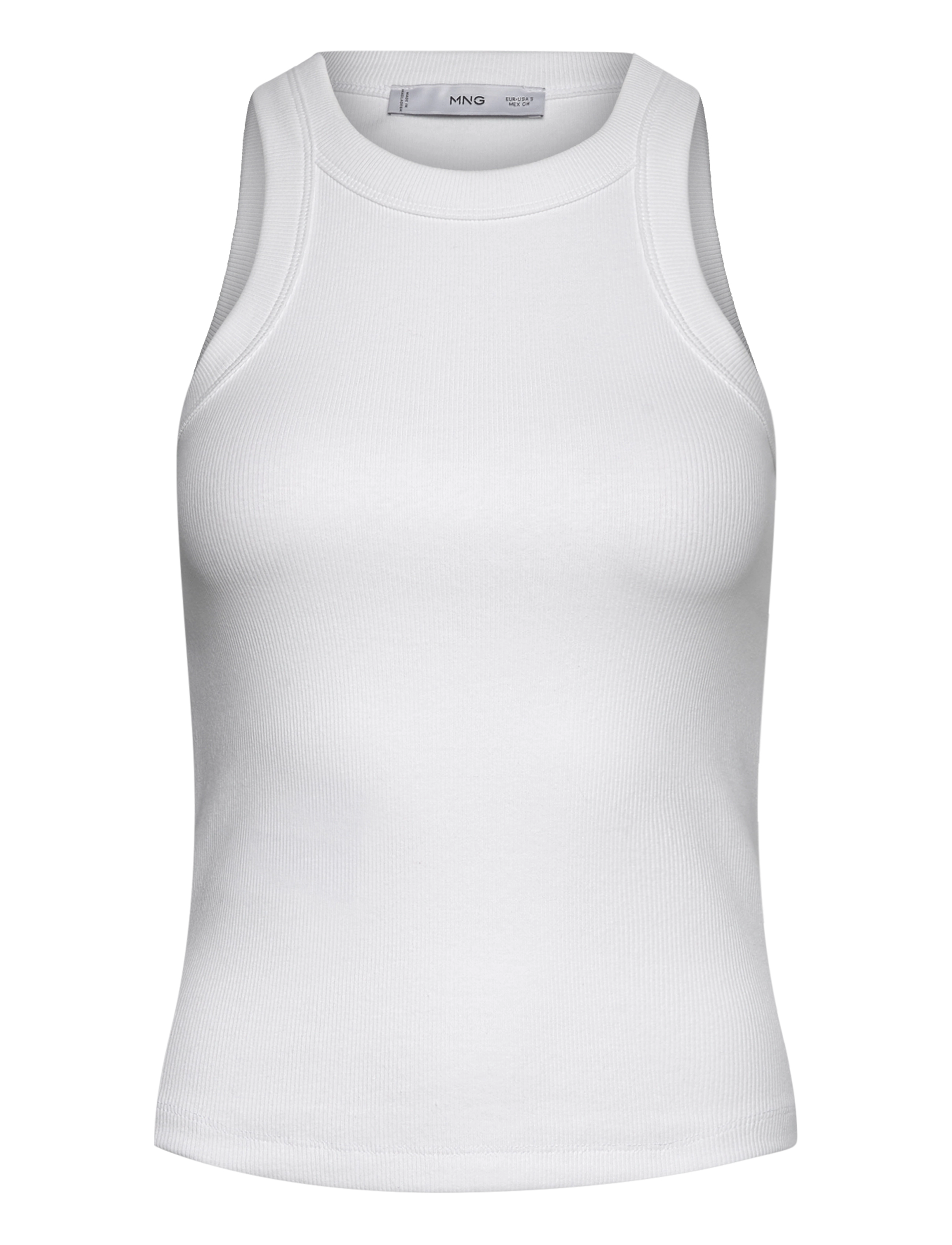 Ribbed cotton-blend top - WHITE