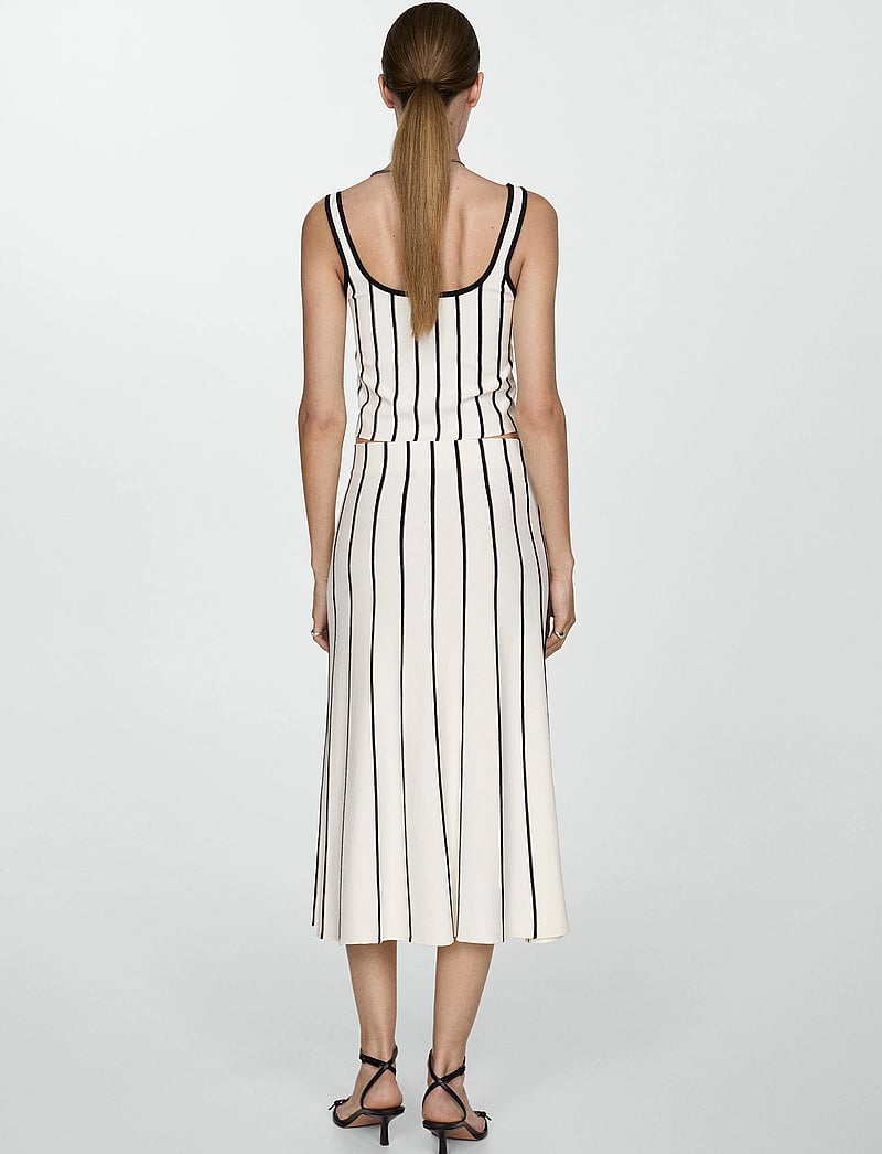 Mango - Striped knitted skirt - strikkede nederdele - light beige - 3