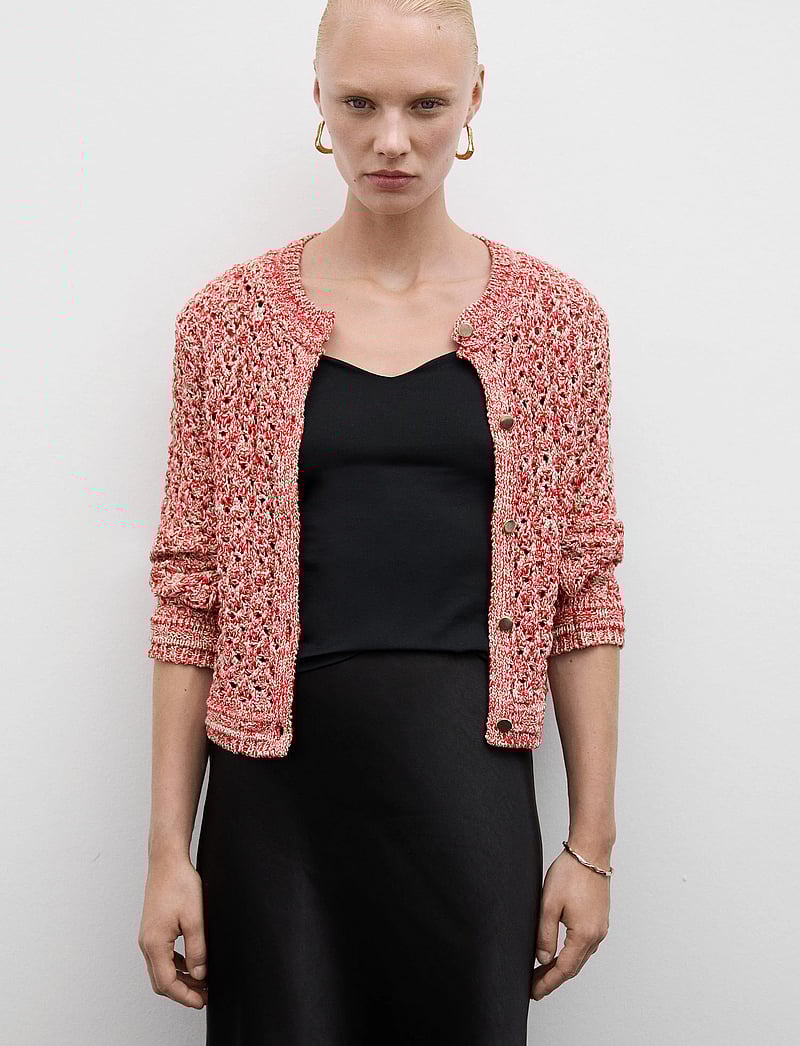 Mango - Lurex openwork cardigan - cardigans - red - 0