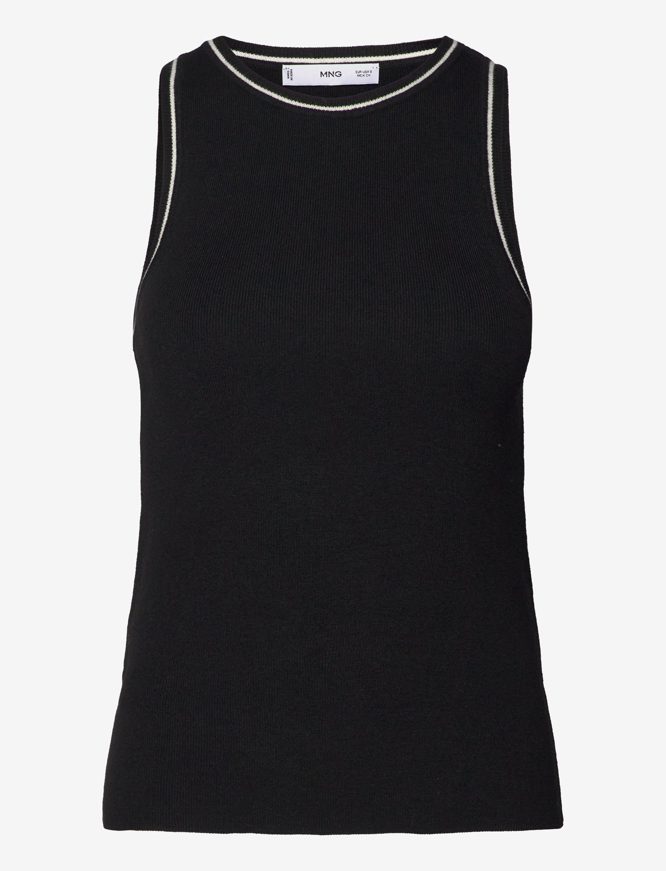 Mango - Knitted top with contrast details - die niedrigsten preise - black - 0