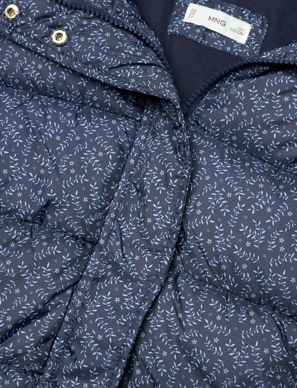 Mango - Flowers print quilted anorak - vinterjakker - medium blue - 3