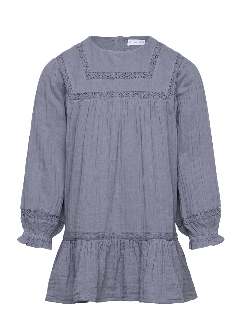 Mango - Embroidered cotton dress - långärmade babyklänningar - medium blue - 0