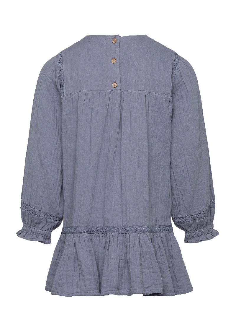 Mango - Embroidered cotton dress - långärmade babyklänningar - medium blue - 1