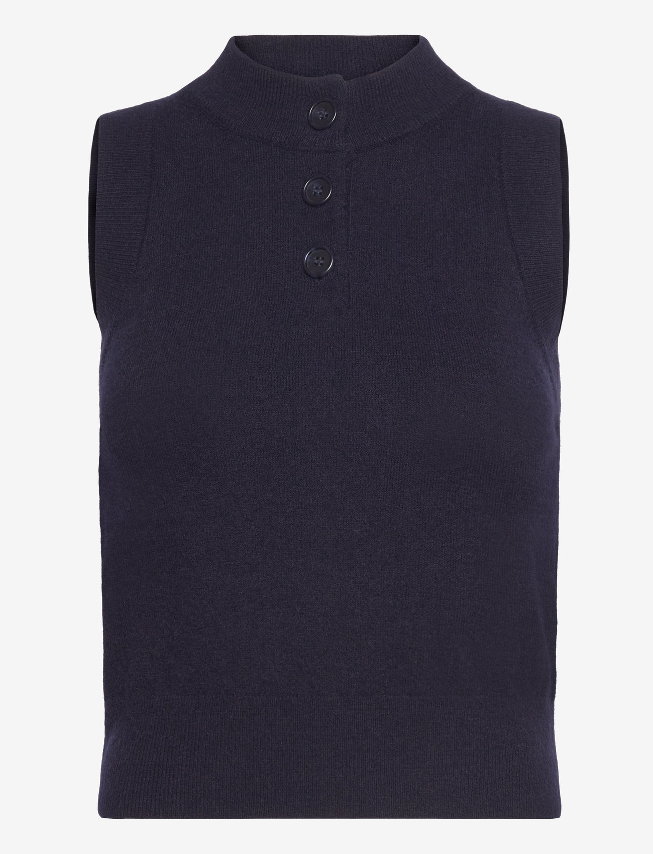 Mango - Knitted gilet with button collar - efterårstøj - navy - 0